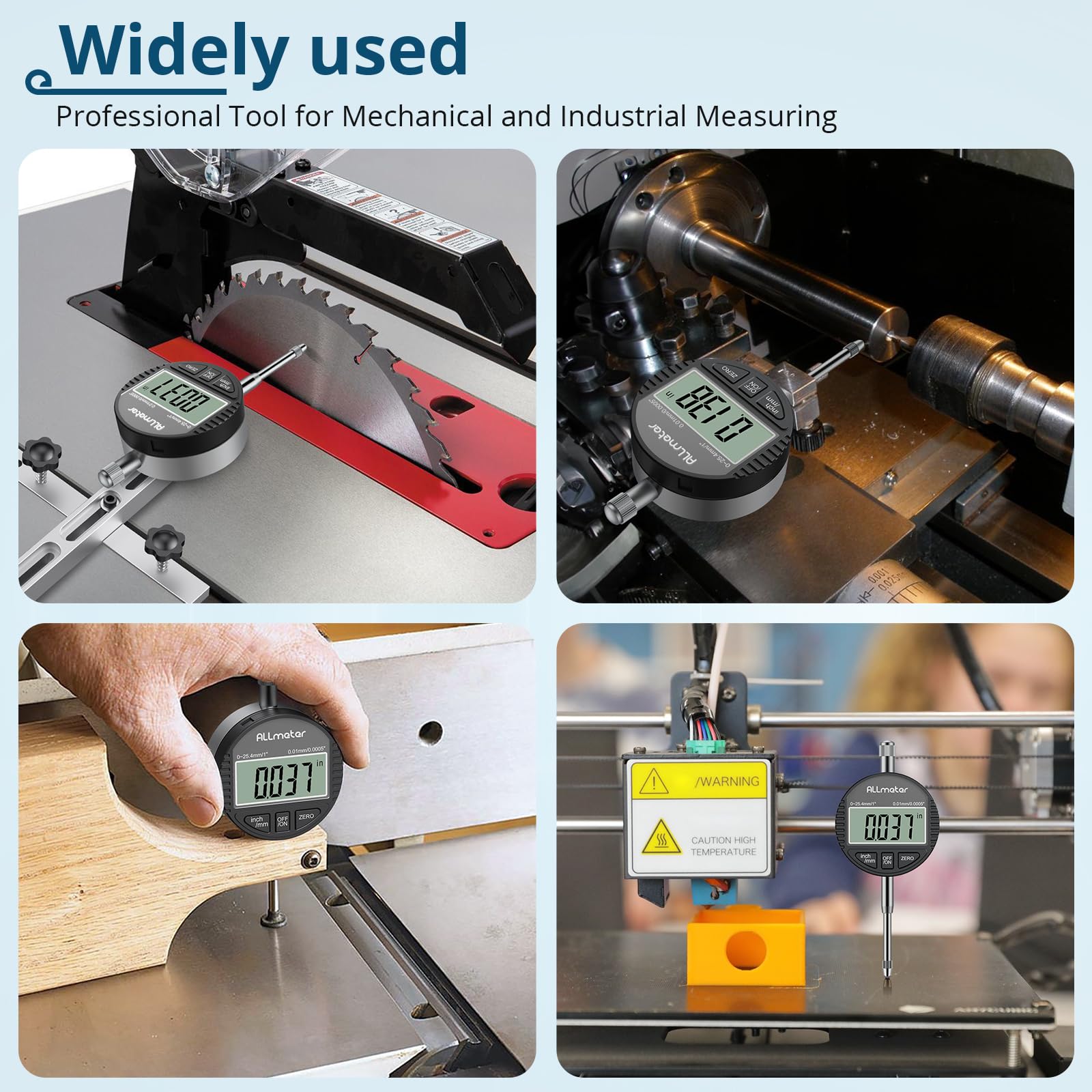 DTI Comparatore Centesimale Digitale con Sonda 0-25.4mm/1'', Risoluzione 0.01mm/0.0005'', Display LCD Retroilluminato, Unità Millimetri e Pollici, Indicatore Elettronico di Precisione - Nero