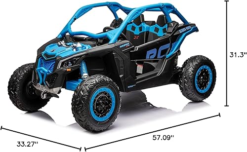 Vista 7 de sopbost Auto de 24 V y 2 plazas con control remoto con licencia CAN-AM Kids Ride On Toys UTV 4x200W 4WD Vehículo eléctrico, ruedas EVA, interruptor
