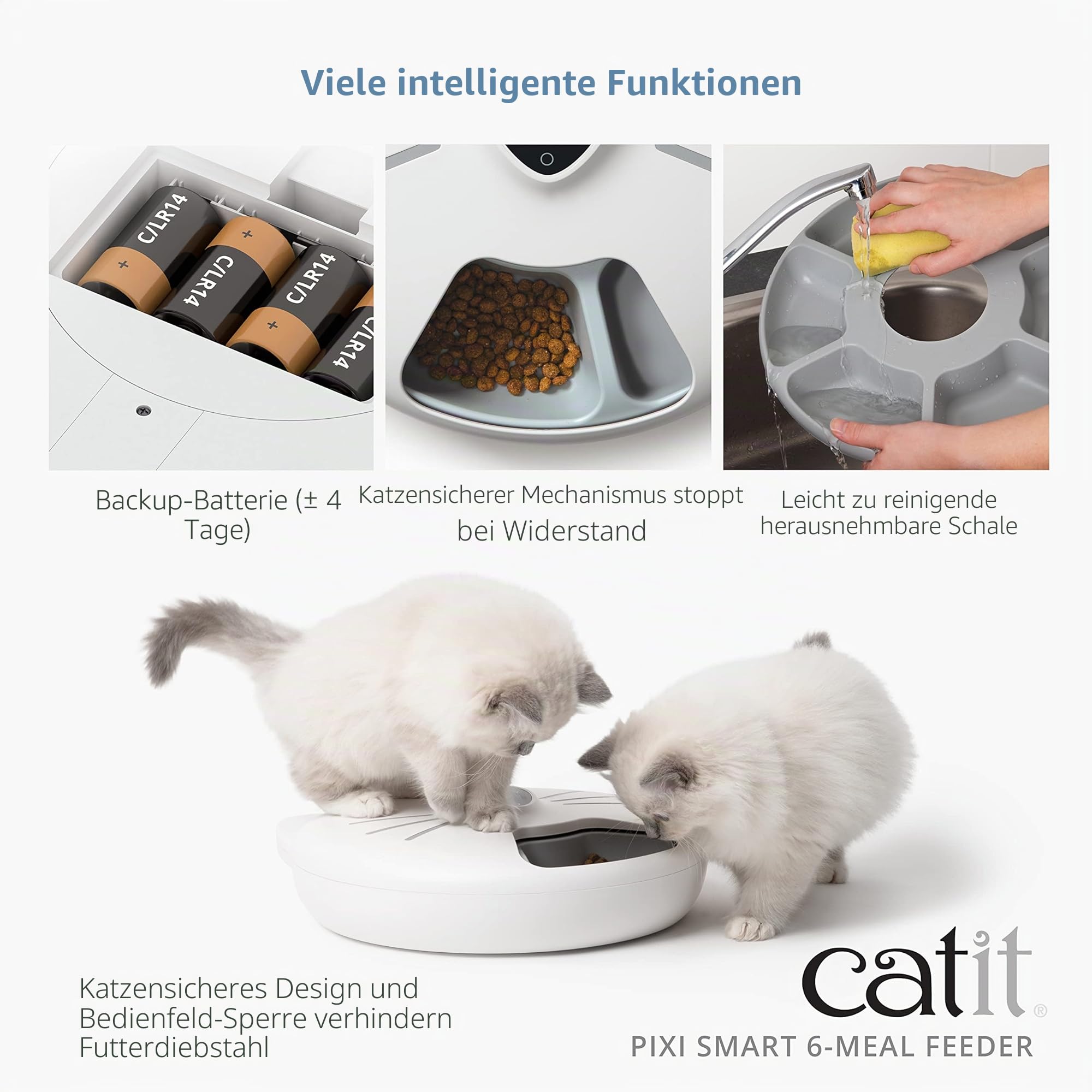 Catit - PIXI Smart Futterautomat mit 6 Mahlzeiten (Nassfutter), Weiß