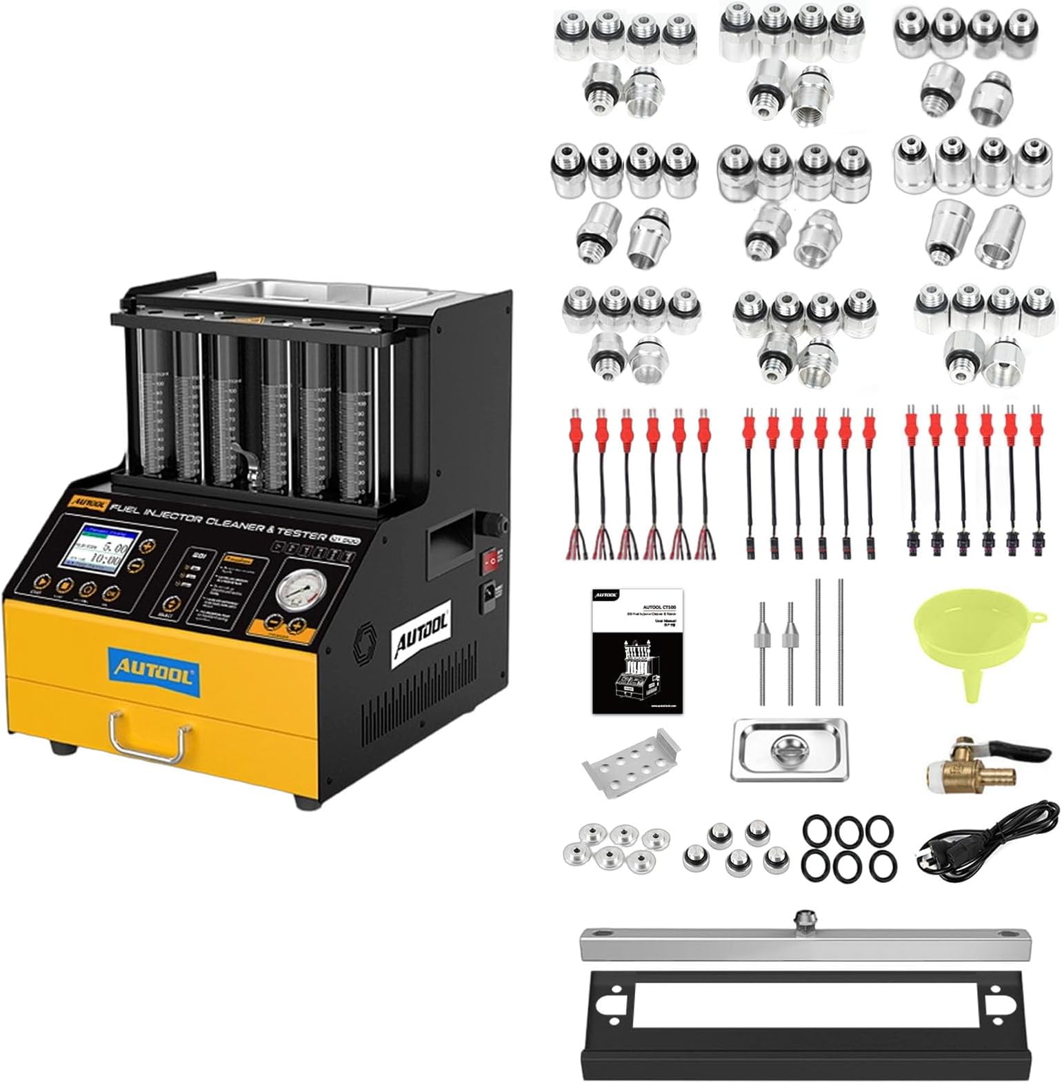 AUTOOL Automotive 6-Cylinder 110V GDI Fuel Injector Cleaning Machine,EFI Fuel Injector Cleaner Kit Tool,FSI Fuel Injector Tester Cleaner for All Petrol and Car Motorcycle