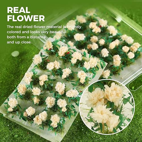 Miniatura 3 de Yetaha 40 unidades de grupos de vegetación en racimo de flores, mechón de hierba, hecho a mano, modelo estático premium, arbustos en miniatura,