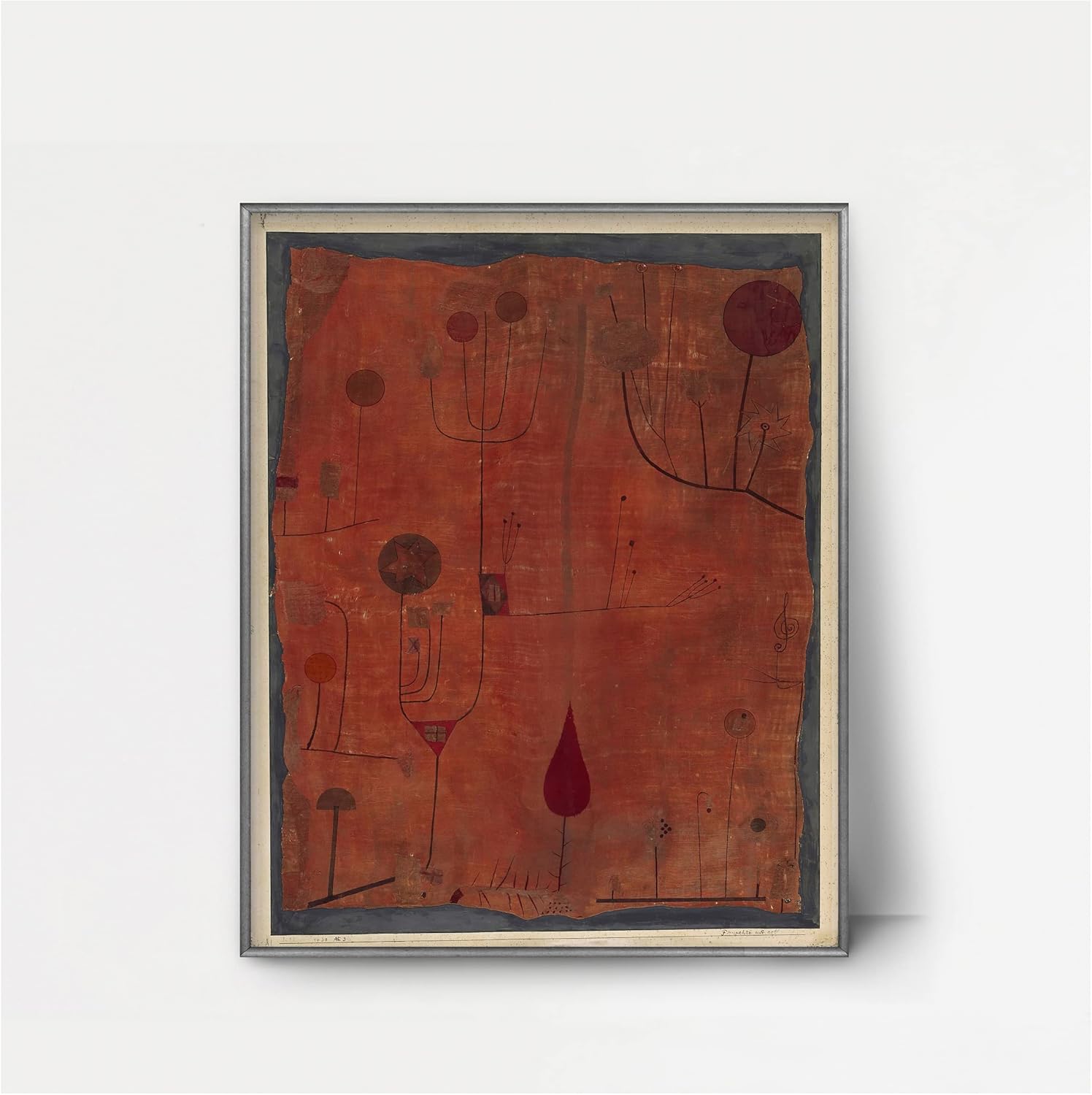 CLOUD NINE PRINTS - Fruits on Red, Paul Klee Print - Vintage Nature Modern Art Decor, Expressinist Abstract Wall Art, Cubist Klee Art (Unframed 11x14 Inch)