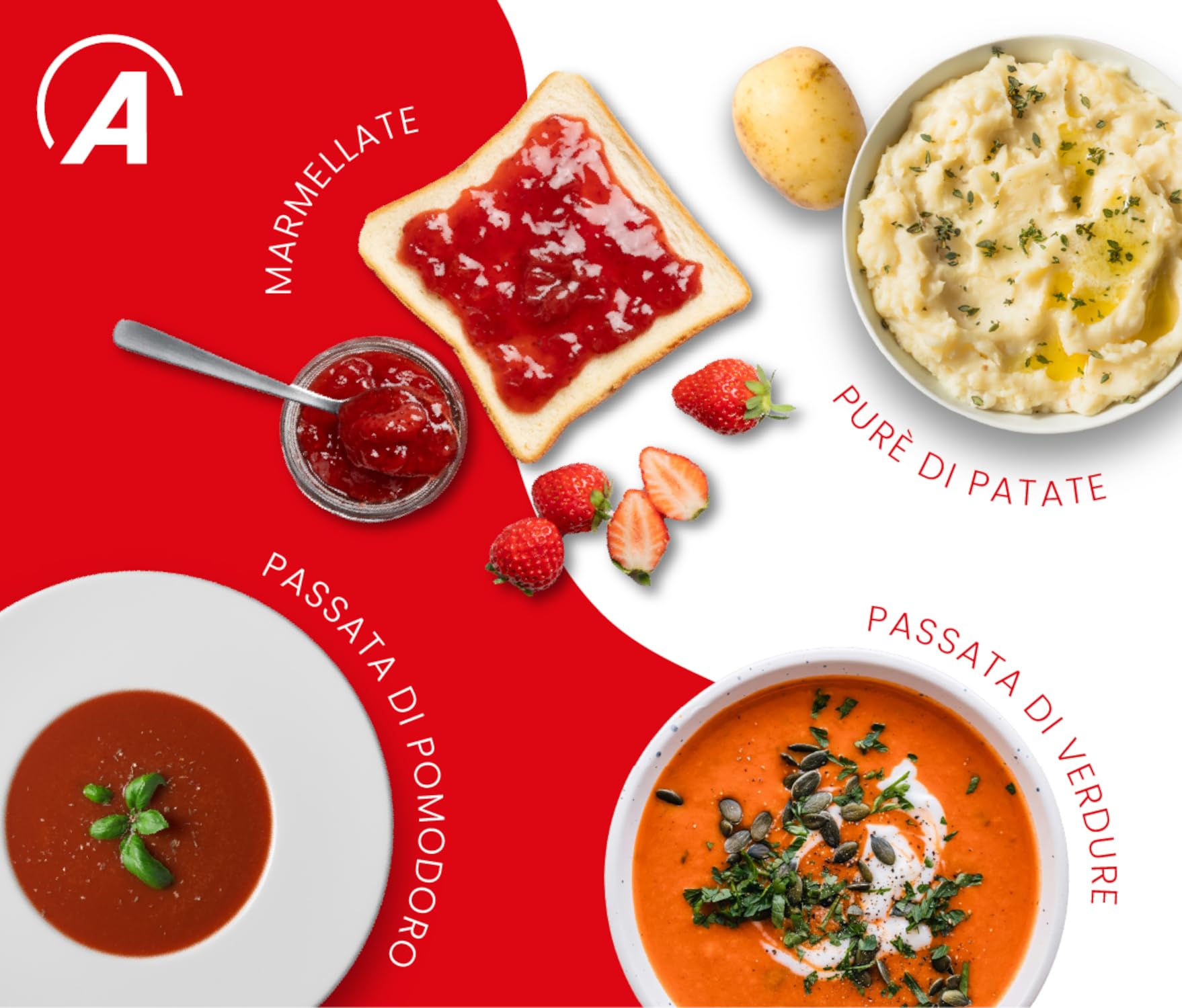 Ardes VEGGY Macchina Elettrica per Purè e Creme, 3 Dischi da Taglio in Acciaio Inox