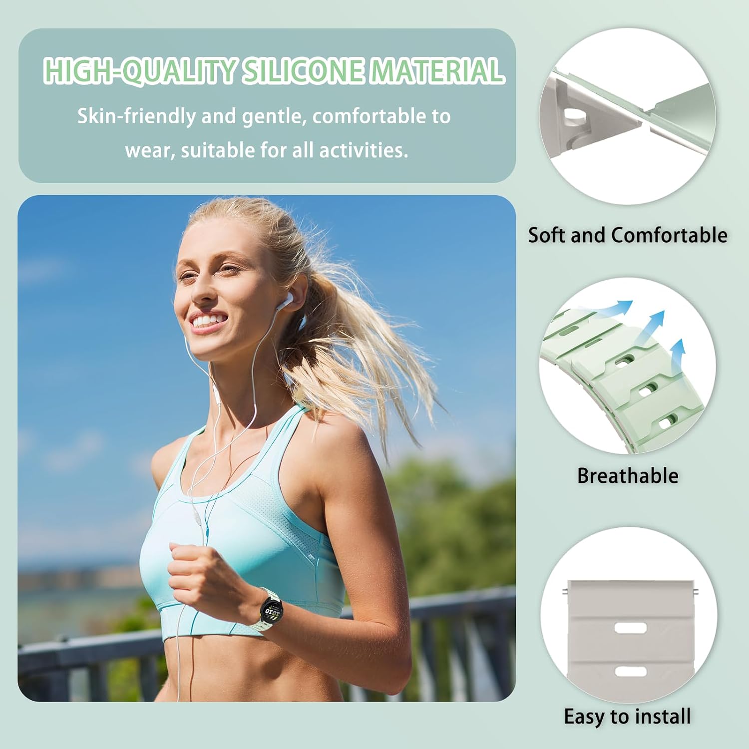 20mm Silicone Watch Band for Garmin Forerunner 70 image 2