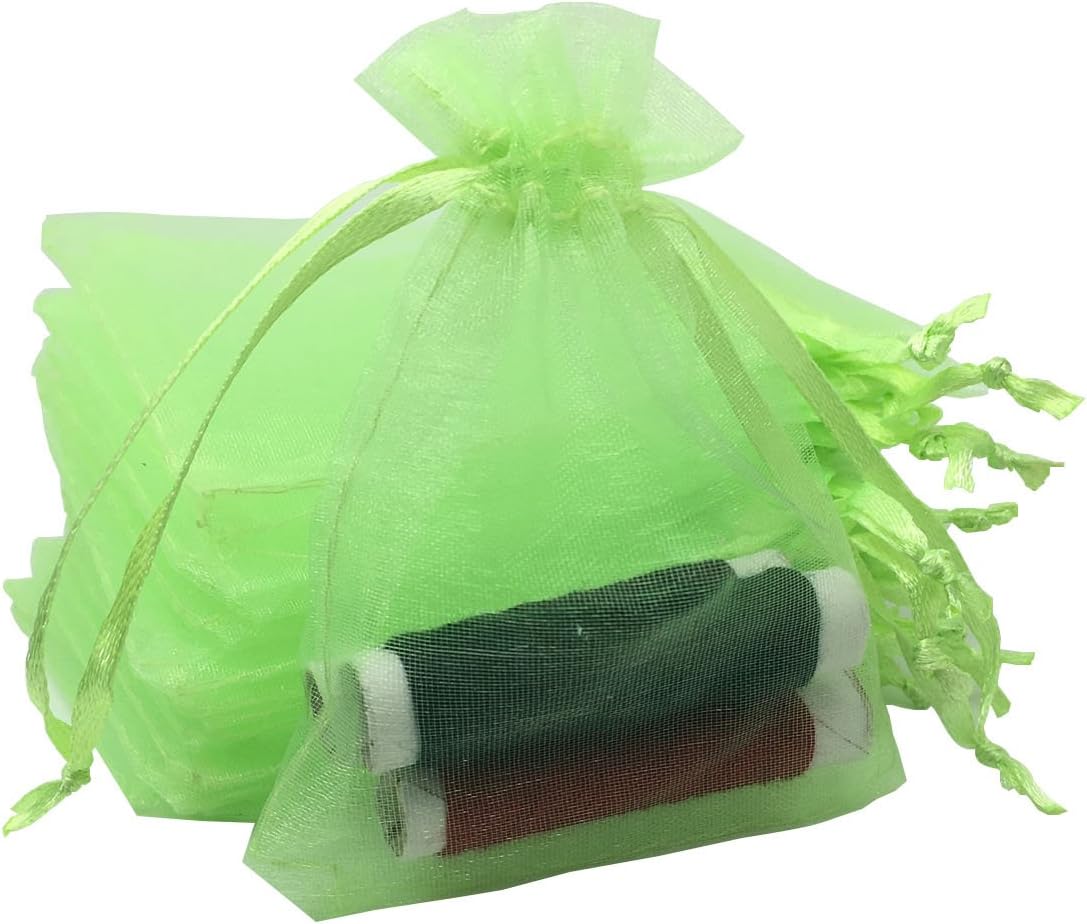 ANSLEY SHOP YIJUE 100pcs 4x6 Inches Drawstrings Organza Gift Candy Bags Wedding Favors Bags (Green), 1 count (Pack of 100) - Image 3