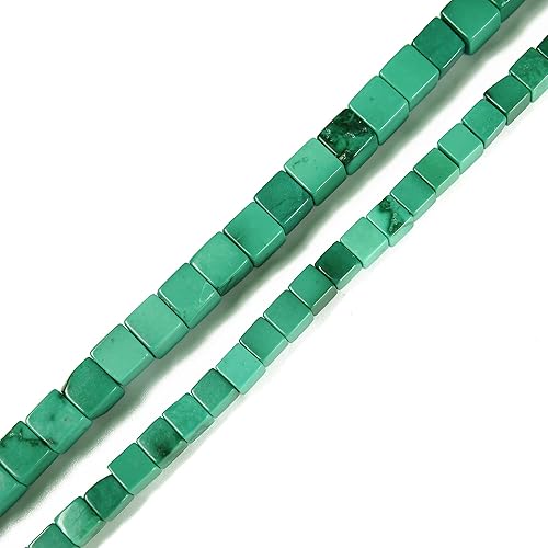 Miniatura 3 de JM Design Granos lisos turquesa verde oscuro del cubo tamaño 0.236 in 15.5" hebra para la fabricación de joyas