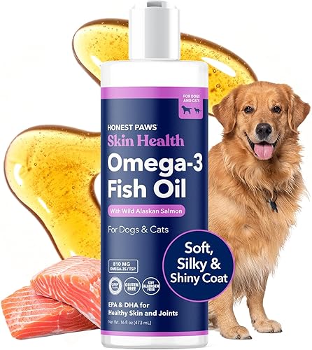 Miniatura 9 de Honest Paws Aceite de pescado para perros, aceite de salmón salvaje de Alaska Omega 3, piel saludable, articulaciones, apoyo nutricional, pelaje