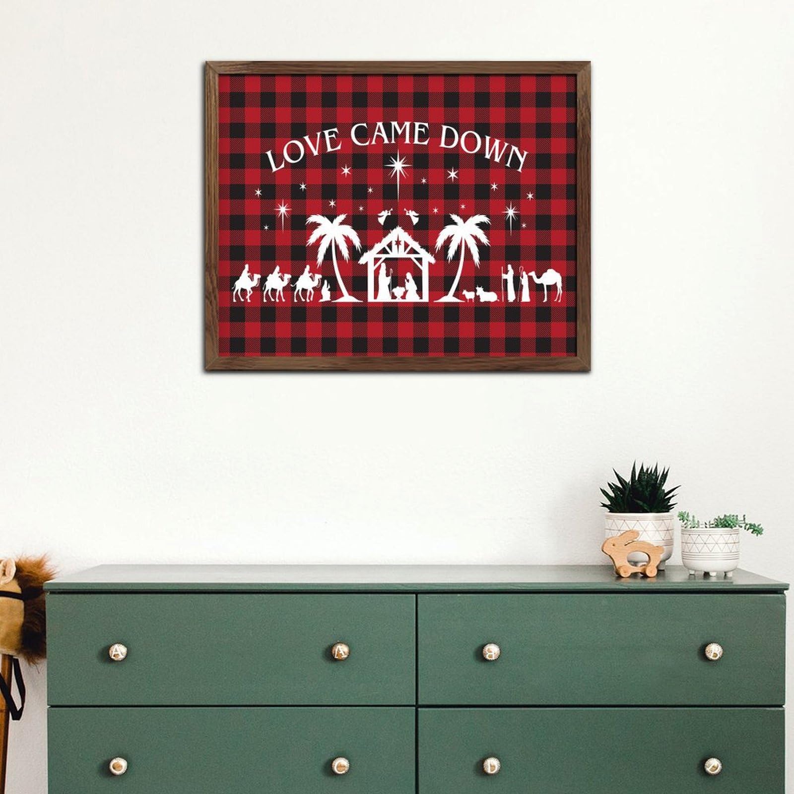 Cartello da parete in legno con scritta "Love Came Down", decorazione artistica da parete personalizzata per cristiani cattolici, segni religiosi, cartello da appendere per tavolo, cucina, porta