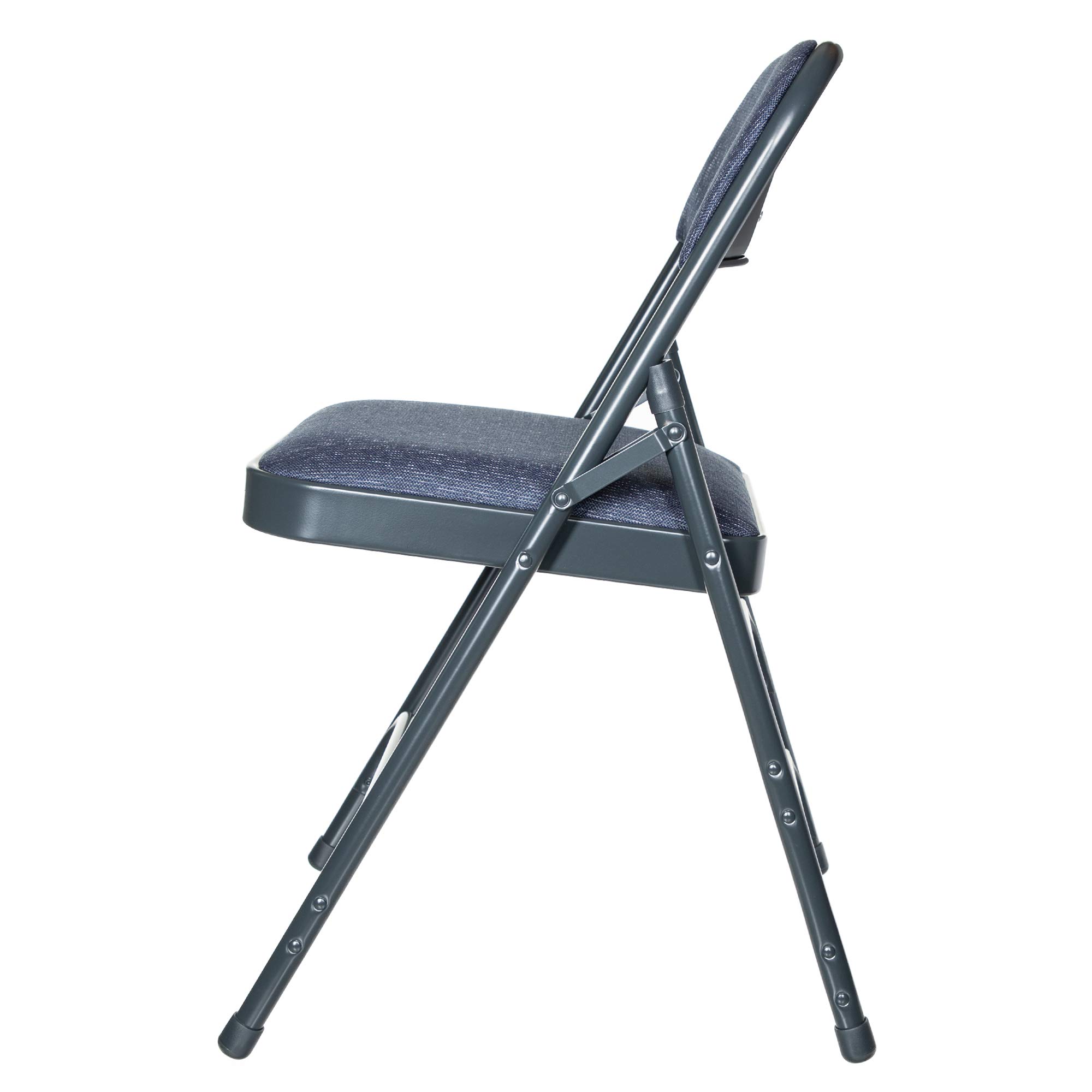 OEF Furnishings Fabric Upholstered Steel Folding Chairs - 4 Pack, Grey, 18-Gauge Steel Frame