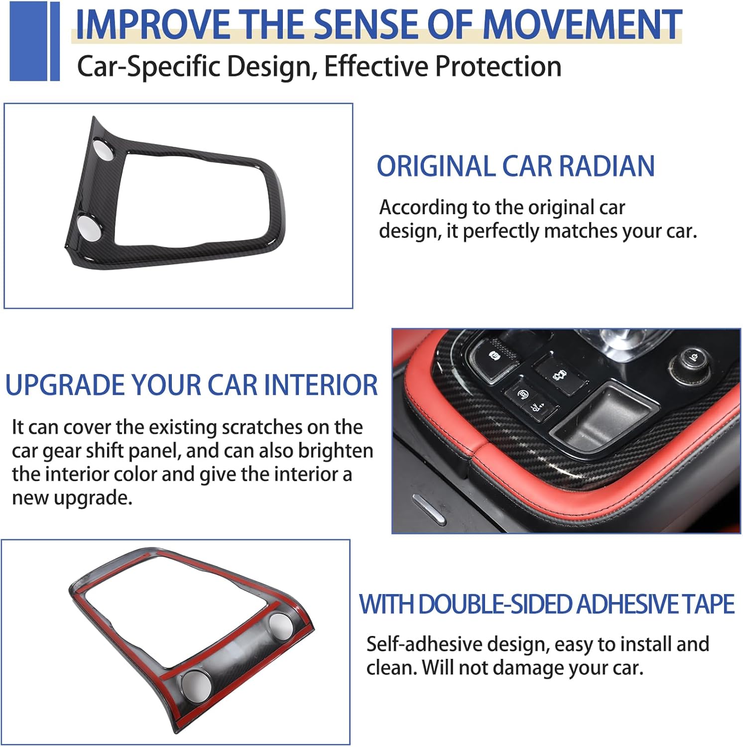 Daeiclru Gear Shift Panel Trim Cover Fit for Jaguar F-Type 2013-2024, ABS Gear Shift Center Console Anti-Scratch Panel Protector Frame Cover, Interior Accessories (Carbon Fiber Pattern)