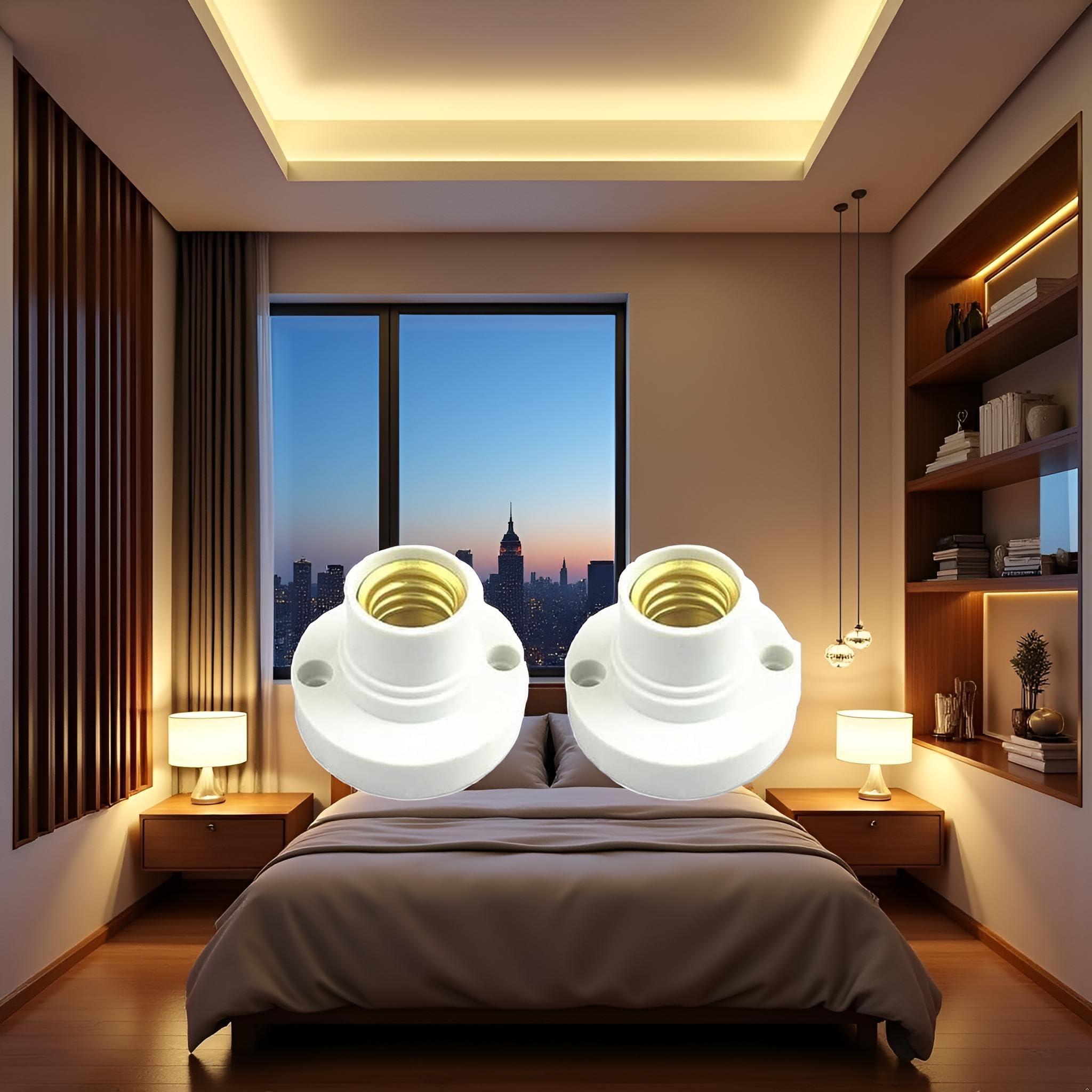 Yjemle 2Pcs White 2 X E14 Lamp Holder Bulb Socket LED Plastic Ceiling Holder Socket, Lamps, Bases and Shades Lamp Bases - Image 2