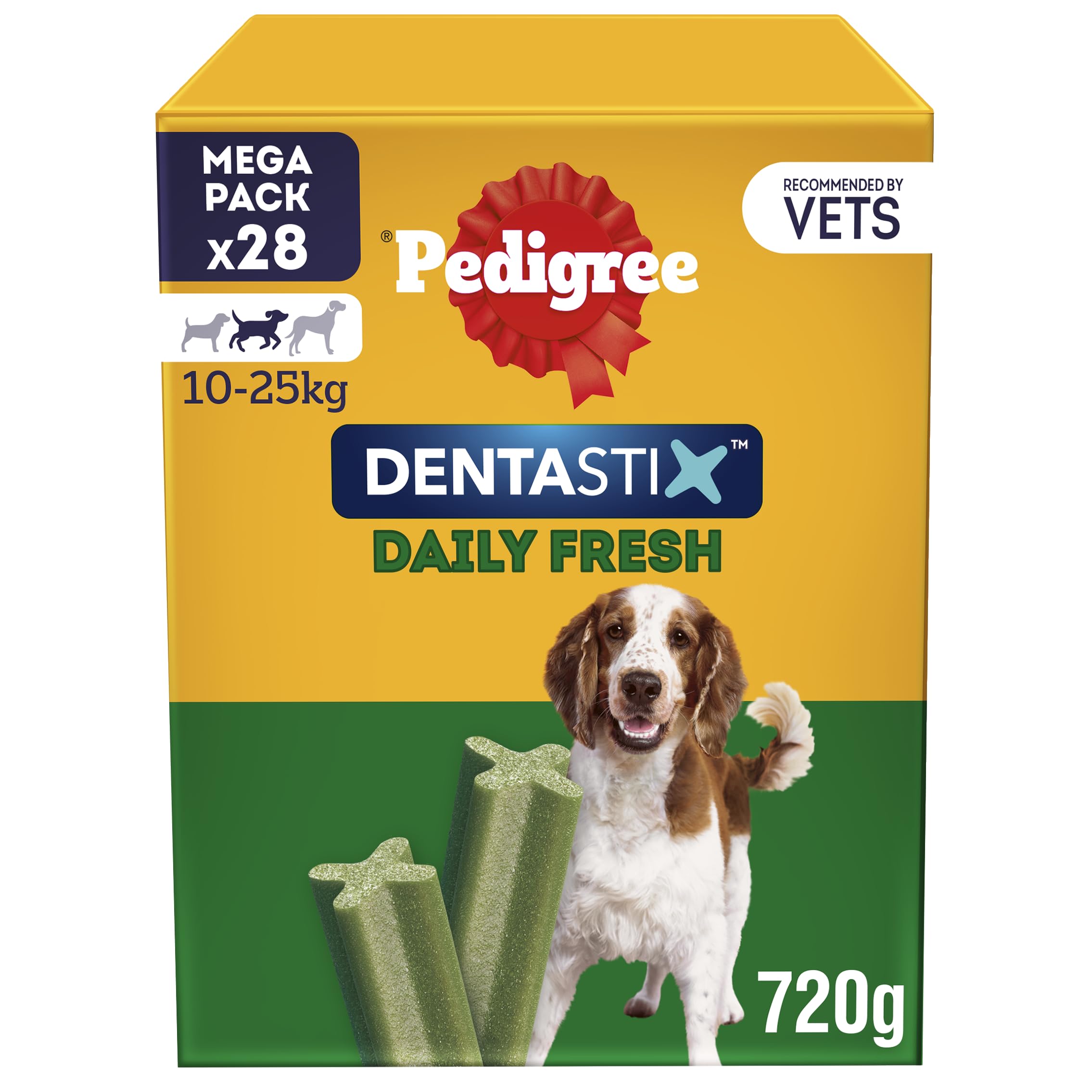 Pedigree Dentastix Fresh 112 Snack per La Igiene Orale (Cane Medio 10-25 kg) 180 G 28 Pezzi - 4 Confezioni da 28 (112 Pezzi Totali)