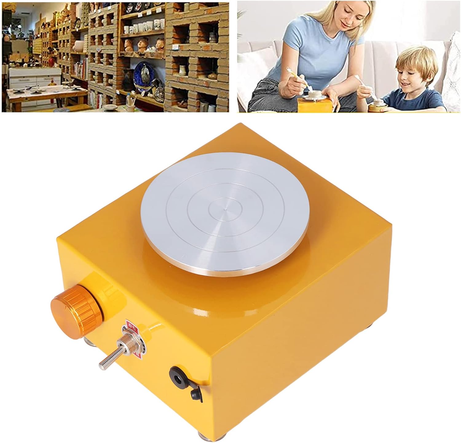 Mini Pottery Wheel Machine, Rustproof Turntable Small Miniature Mini Pottery Wheel Sculpting Wheel Basin Style Design for School Teaching US Plug