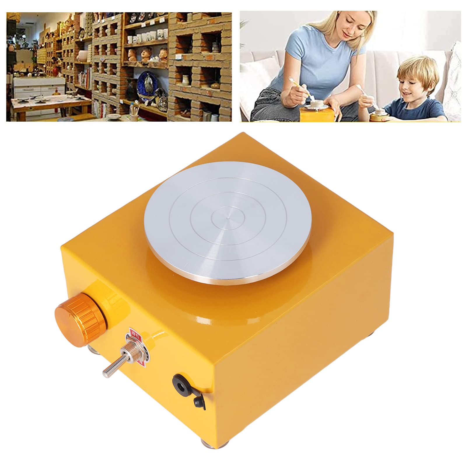 Mini Rueda de Cerámica, Máquina de Formación de Cerámica de Velocidad de 0-2000 RPM con Lavabo Desmontable y Herramientas de Arcilla para Bricolaje, para Niños, Trabajo de Cerámica