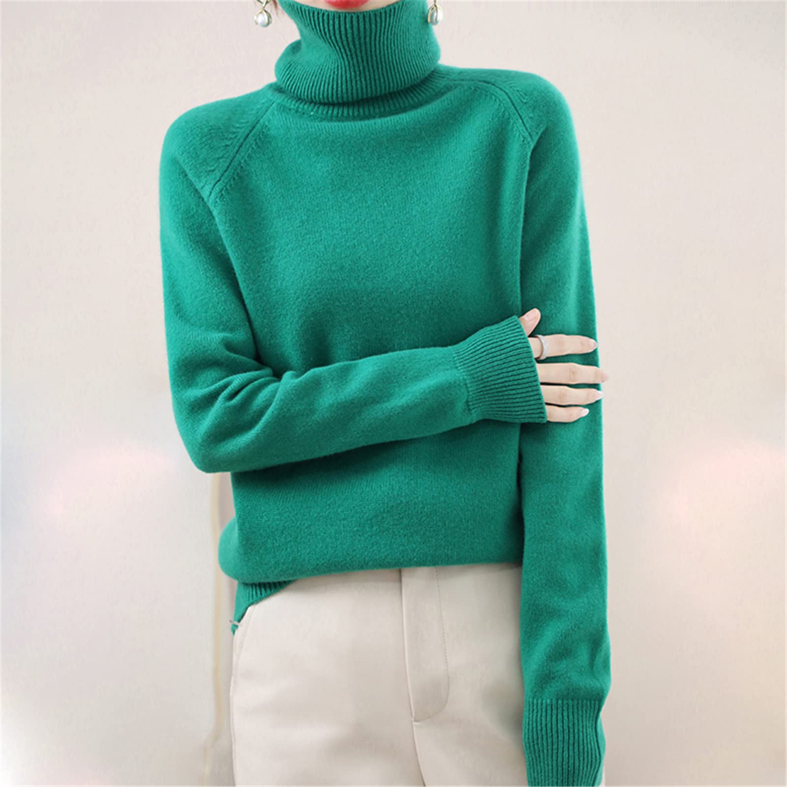 Suéter de mujer de otoño e invierno suéter de cachemira de manga larga casual suéter básico