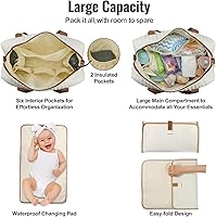 Vista 5 de Diaper Bag Tote for Moms, Baby Hospital Bag with Insulated Bottle Pockets, Changing Pad & Stroller Straps