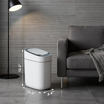 Automatic Sensor Trash Can with Lid 2.5 Gallon, 9L Slim Waterproof Garbage Bin, Narrow Plastic Trash Can for Bathroom, Bedroom, Living Room, Small Space