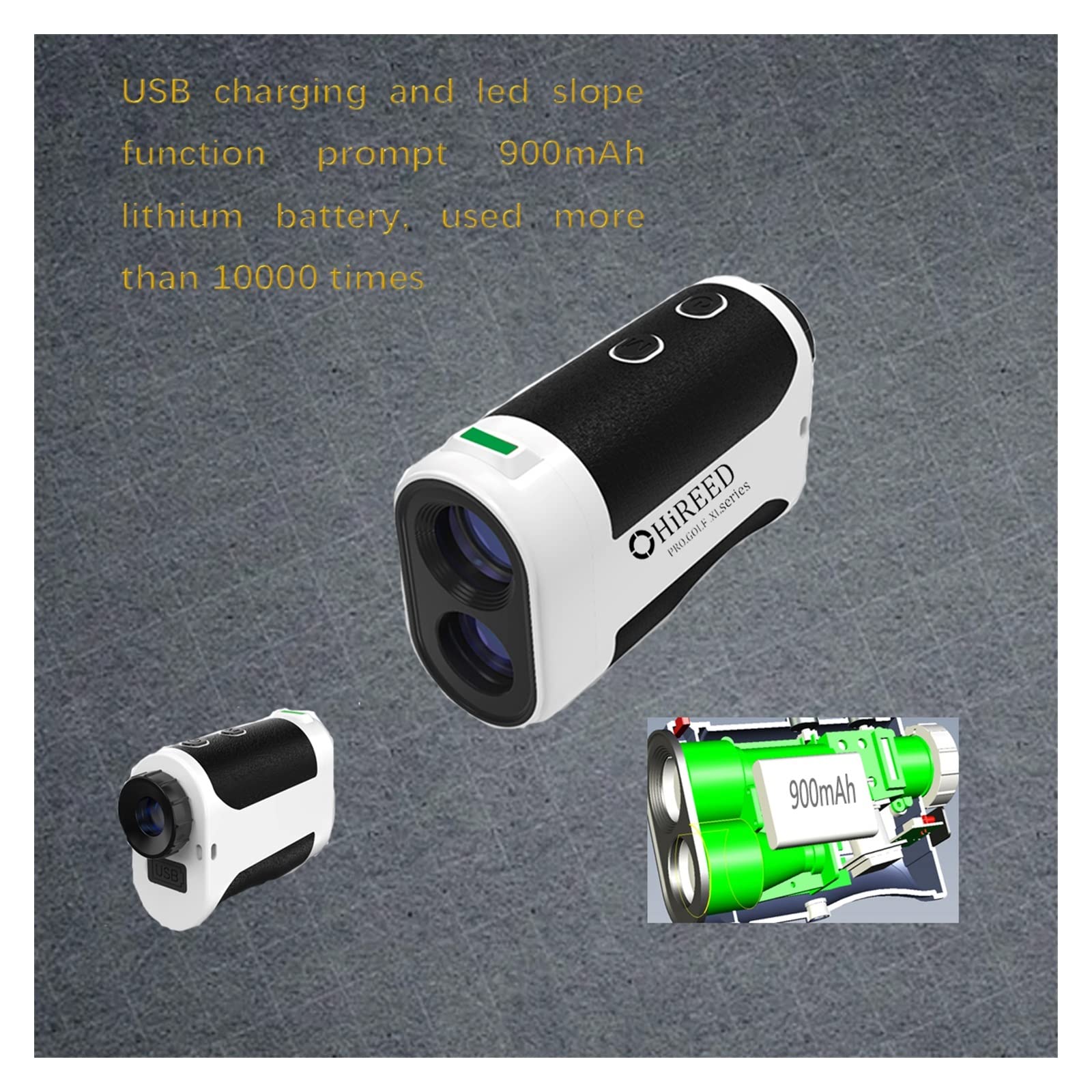 Medidor de Superficie terrestre Telémetro láser de Golf Recargable con Carga USB de 1000M y 1200m con medidor de Distancia de Pendiente NO/Apagado para Terreno montañoso(Top White,1200m)