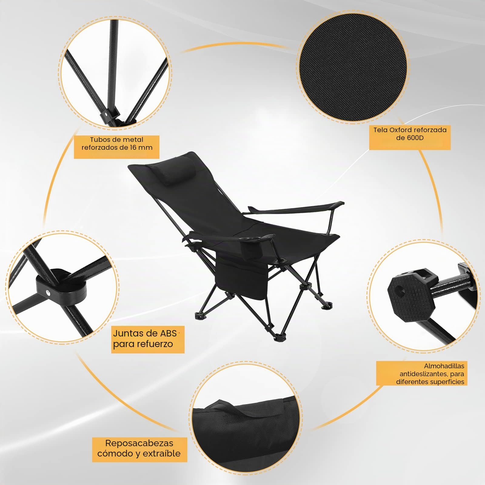 WOLTU Sillas Plegables Camping, Juego de 2 Sillas Portátiles para Exterior, Ligera para Jardin Playa Picnic y Pesca, hasta 150 kg, Negro