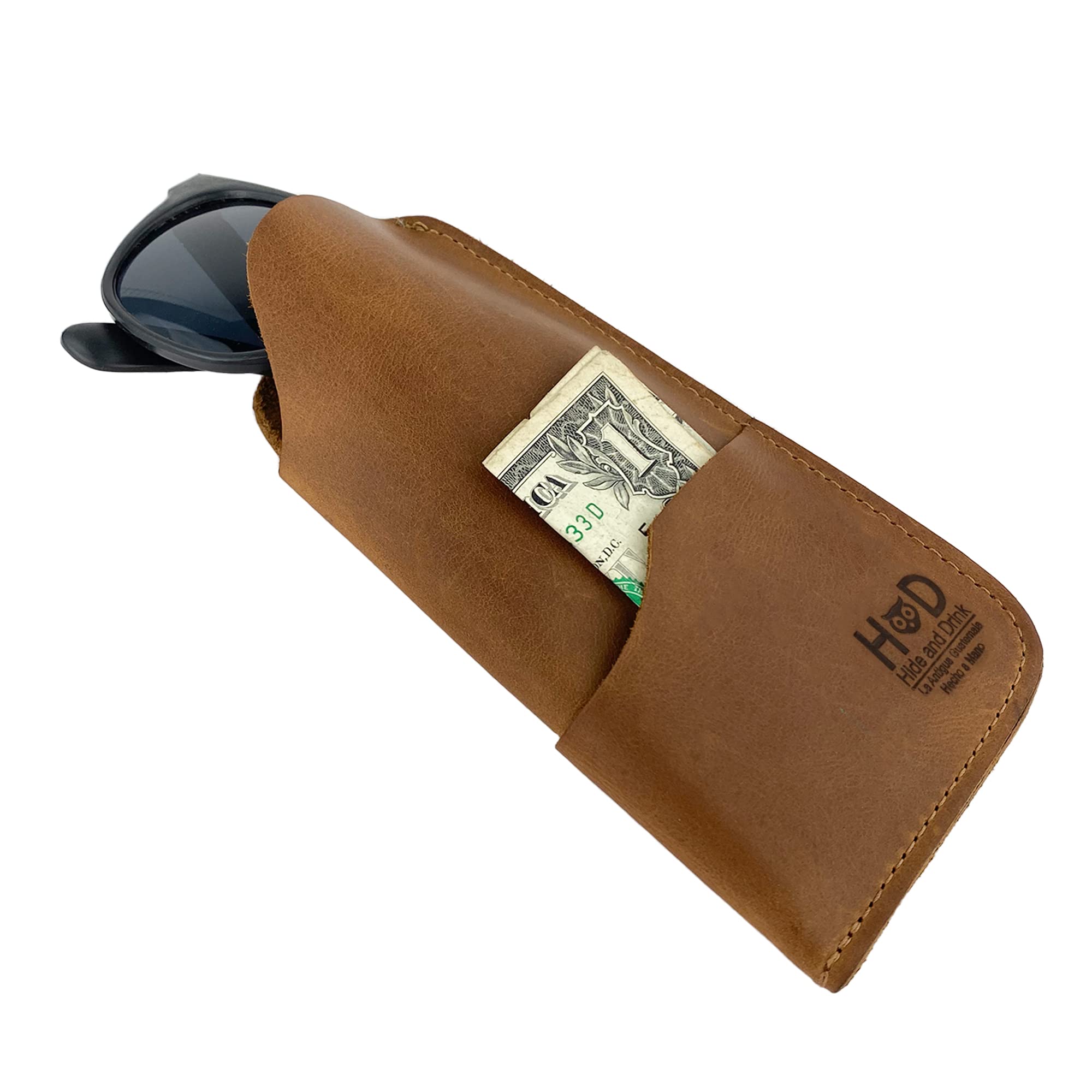 Hide & Drink, Rustic Sunglasses Case & Wallet Handmade from Full Grain Leather