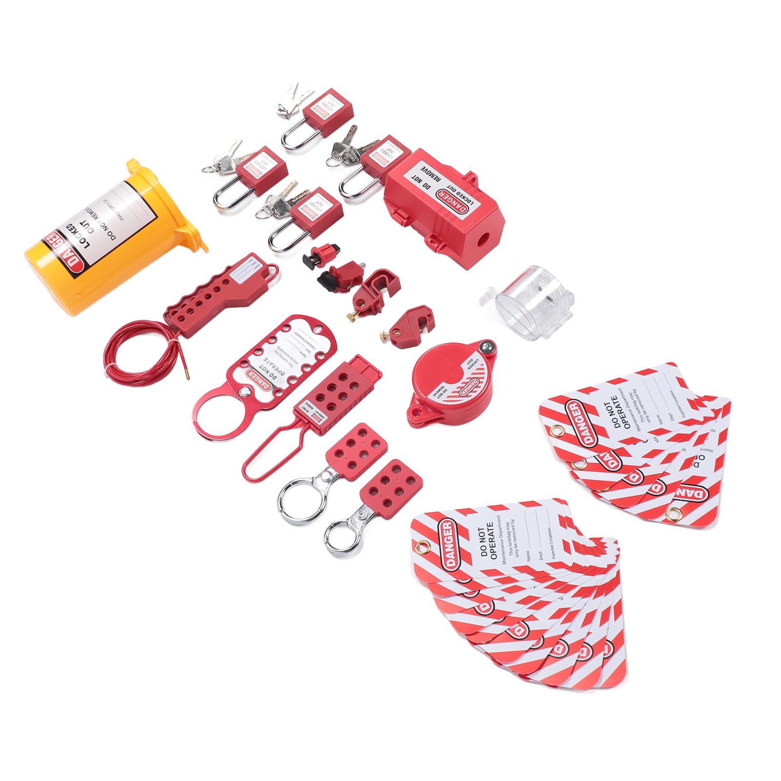 Kit de Bloqueo y Etiquetado Candados de Seguridad Duraderos Cerraduras de Disyuntor para Eléctrico Industrial, Latón ABS Acero Inoxidable para Lugar de Trabajo de Maquinaria