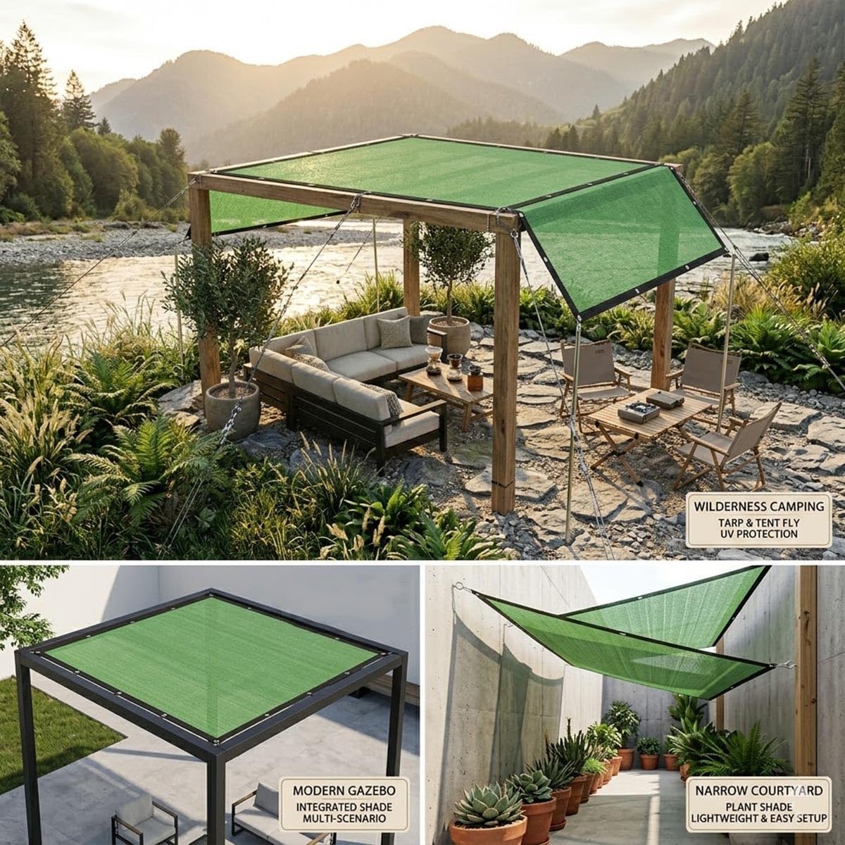Malla de Sombreo 50% Verde Oscuro con Ojales, Red de Sombreado HDPE | Red de Sombra para Balcones, Transpirable Y Reforzada, Tela de Sombra Anti-UV para Jardín(6 x 8m (19.7 x 26.2ft))