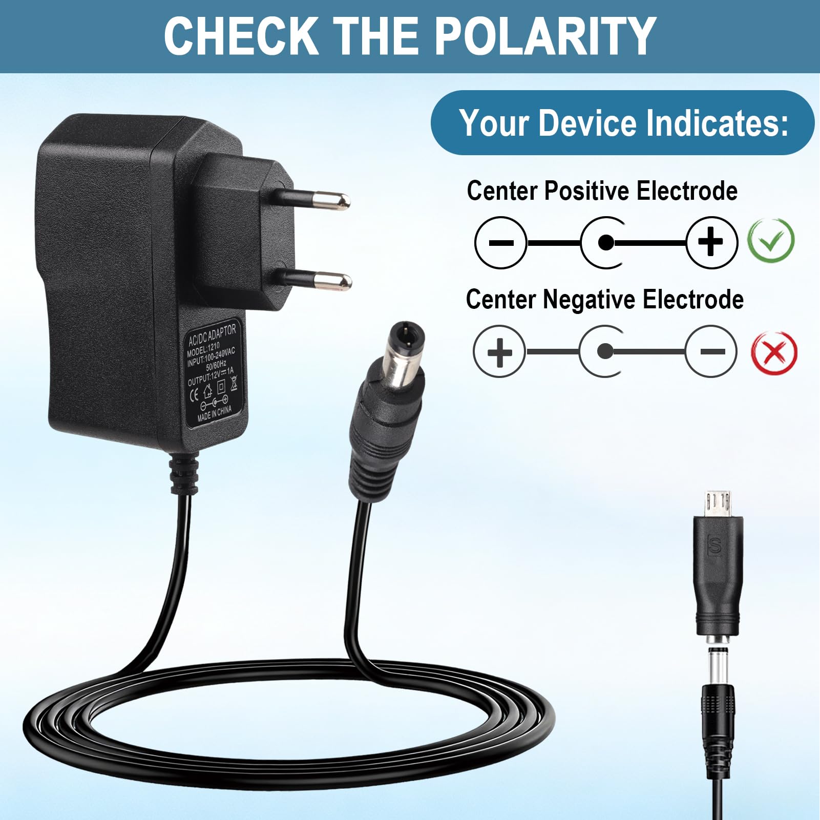 Alimentador 12V 1A, Adaptador de Fuente de Alimentación Universal 12W con 8 Enchufes DC Desmontables, Compatible con Electrónica y Dispositivos como LED, Router, CCTV, Radio, y Más - 1000mA Máx — view 7