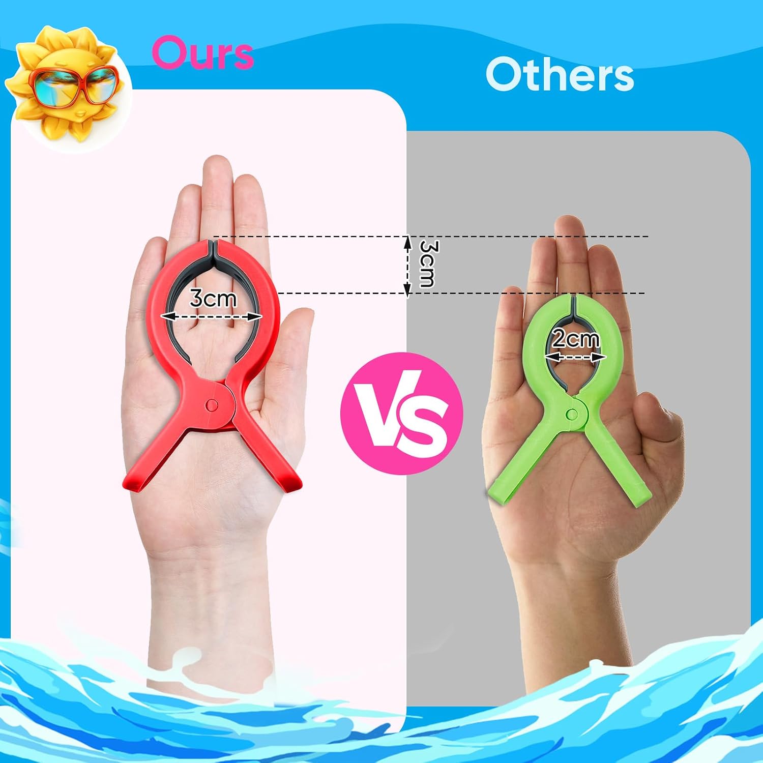 HiGift Large Beach Towel Clips for Beach Chairs, Towel Holder for Pool Lounge Chair on Cruise, 8 Pcs Heavy Duty Clothes Pins Vacation Must Have 4 Trendy Colors (Orange/Blue/Mint Blue/Red)