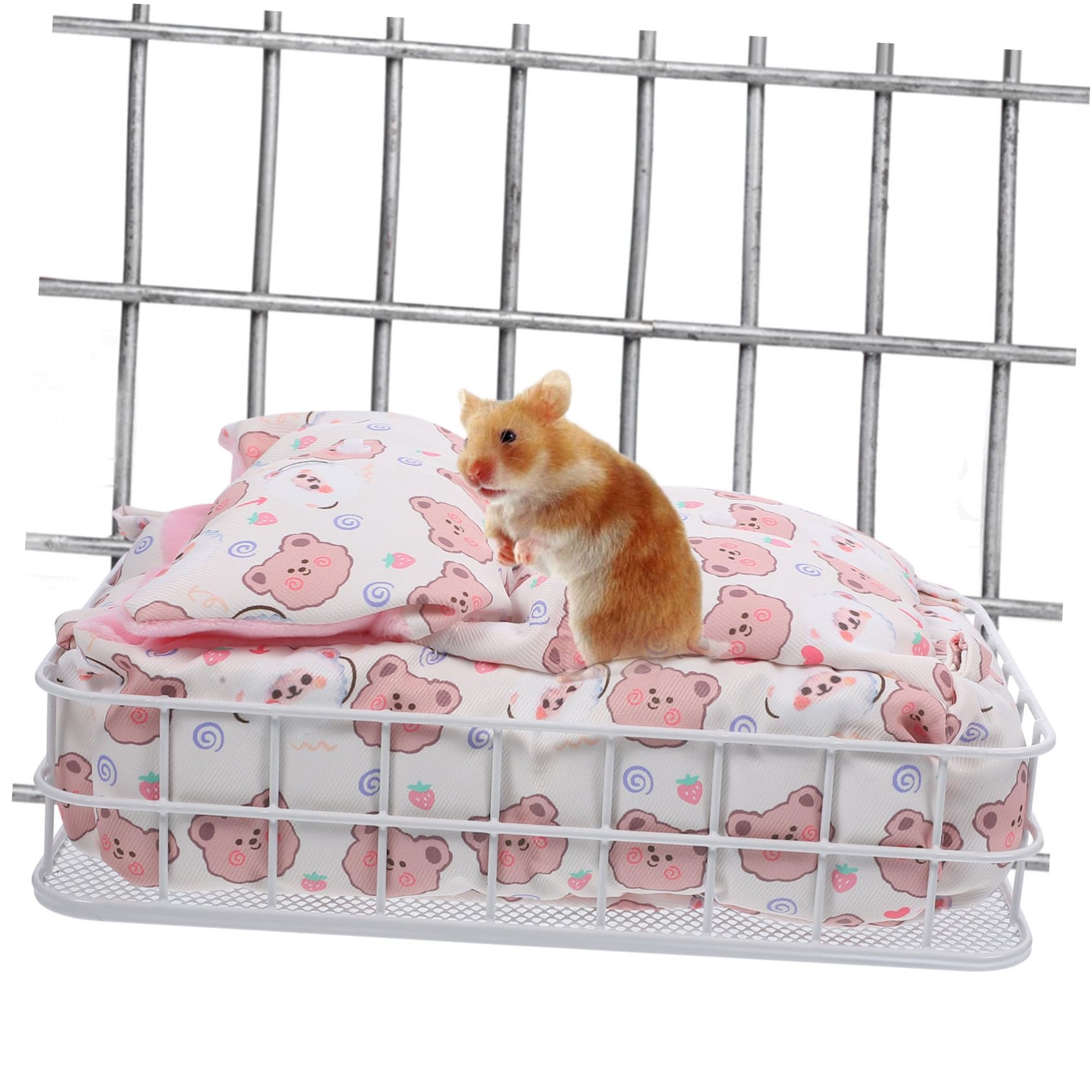 HANABASS Hamster Schlafhängematte aus Metall und Baumwolle Dicke Konstruktion für Kleine Haustiere Warmes und Bequemes Bett für Käfig und Winter