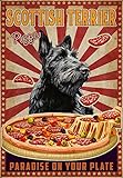 YAASIMOULE Decoración de pared, decoración del hogar, decoración de habitación, Scottish Terrier, Pizza Paradise en tu plato MH2109