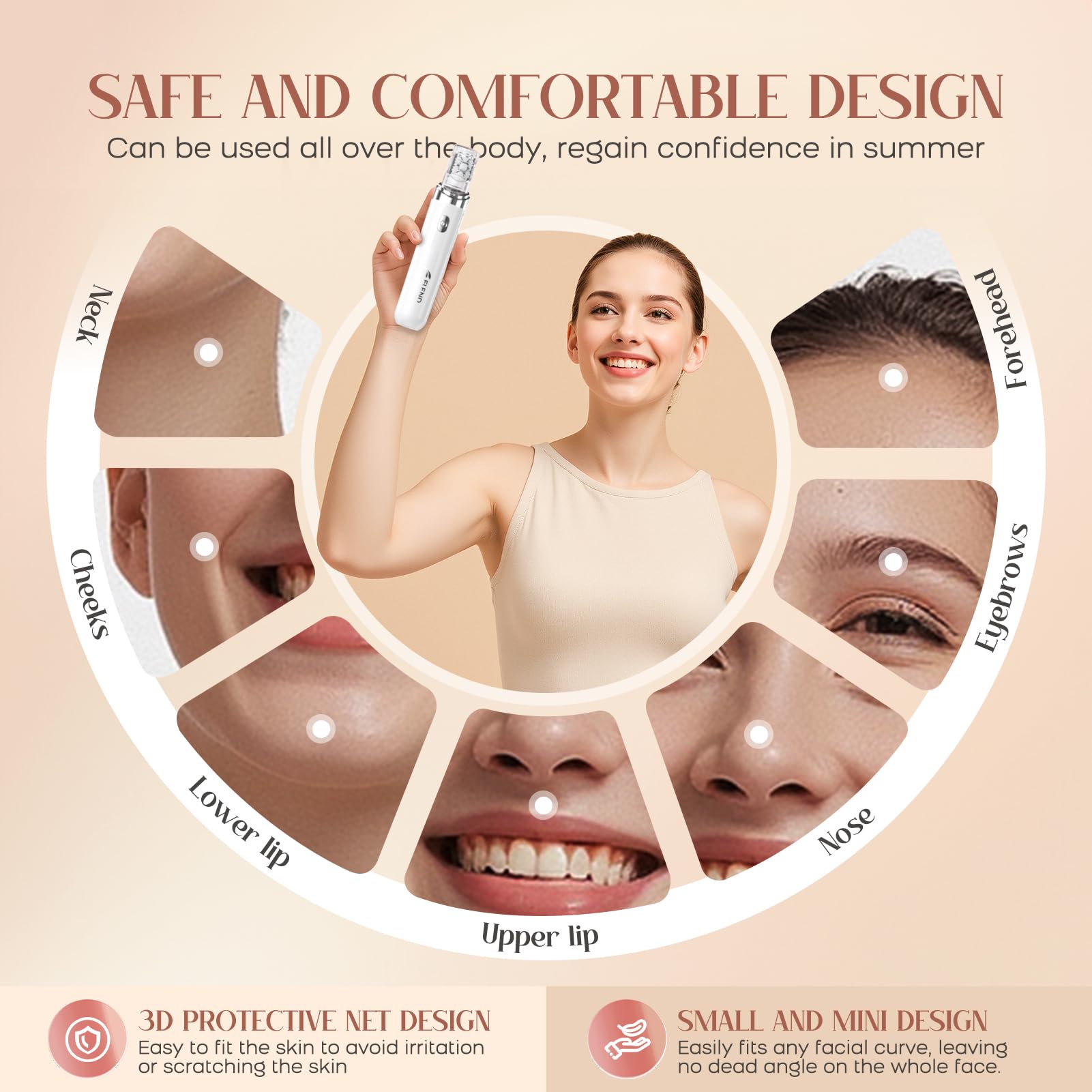 Facial Hair Remover for Women, 2-in-1 Epilator for Women with LED Light USB Rechargeable Portable Electric Epilators Painless Lady Shavers for Face, Lip, Chin, Leg, Arms, Bikini (White)