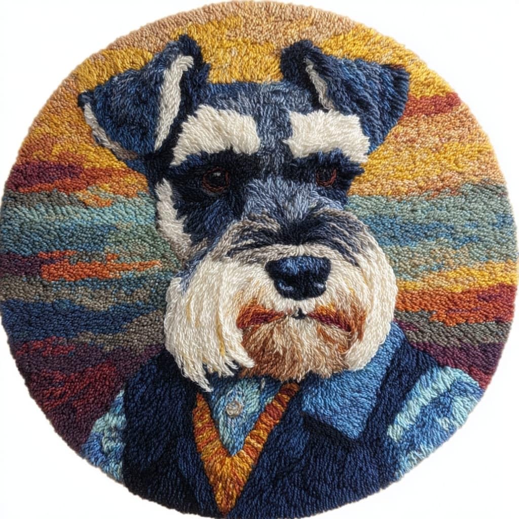WallustrioaW Round Latch Hook Rug Kits Dog for Adults and Starter 50 * 50Cm