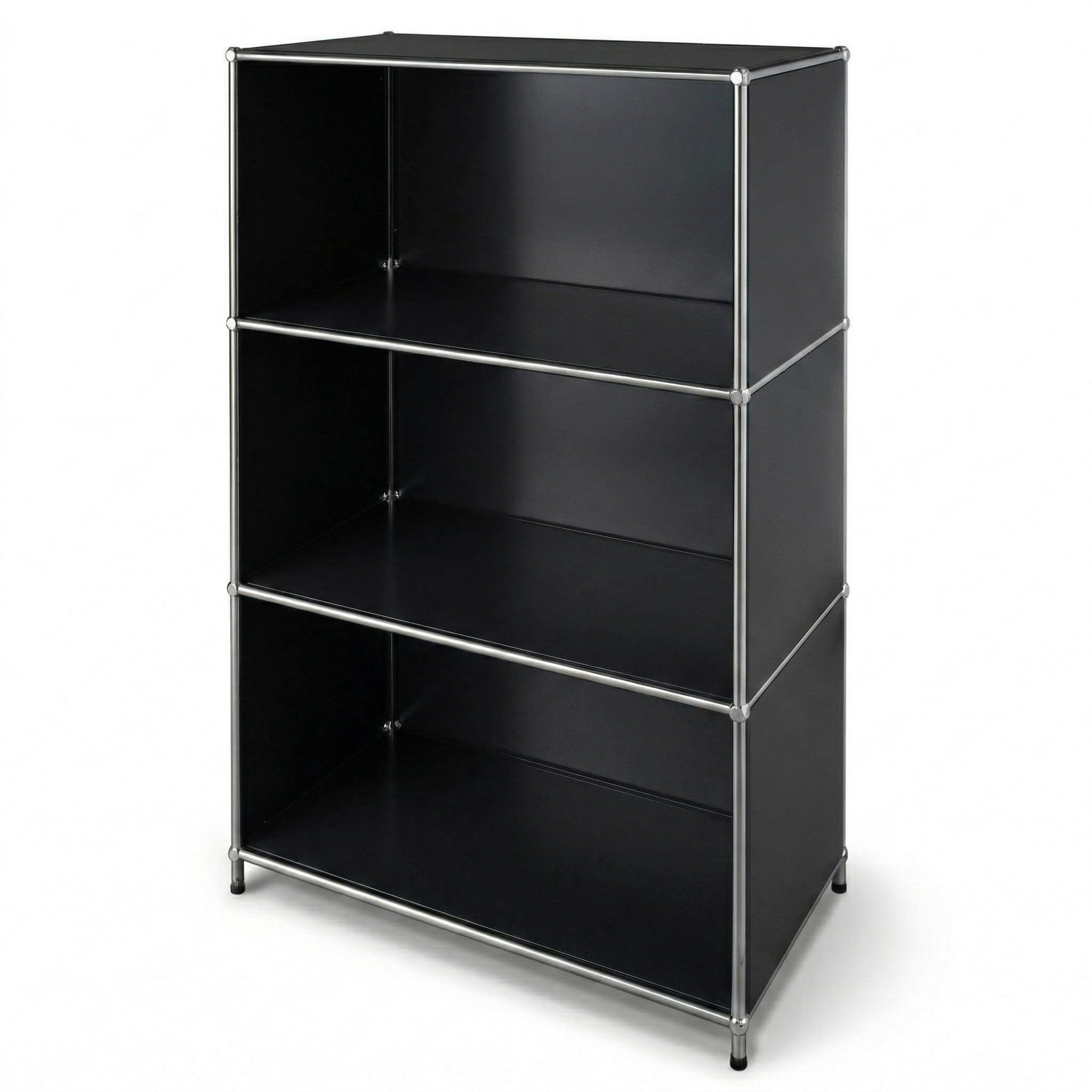 Floordirekt Regal Schwarz 75x40x120cm - 4 Ablagen - Metallregal mit Seitenwänden - Modernes Aufbewahrungsregal - Würfelregal - Concept Epure MK-101