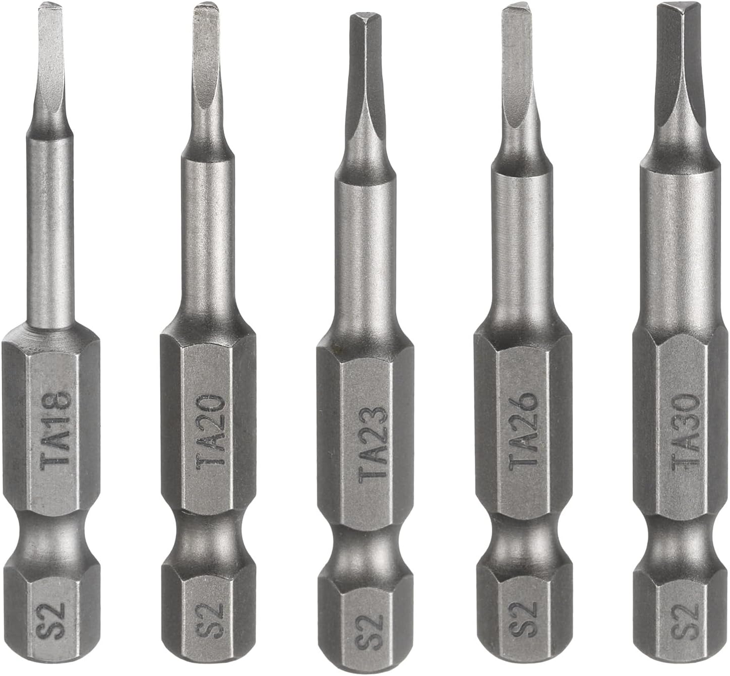 HARFINGTON 5pcs Magnetic Triangle Screwdriver Bit TA18-TA30 1/4" Hex Shank 1" (25mm) Long Magnetic S2 Steel Industrial Grade Screw Driver Bit Triangular Head Electric Drill Bits