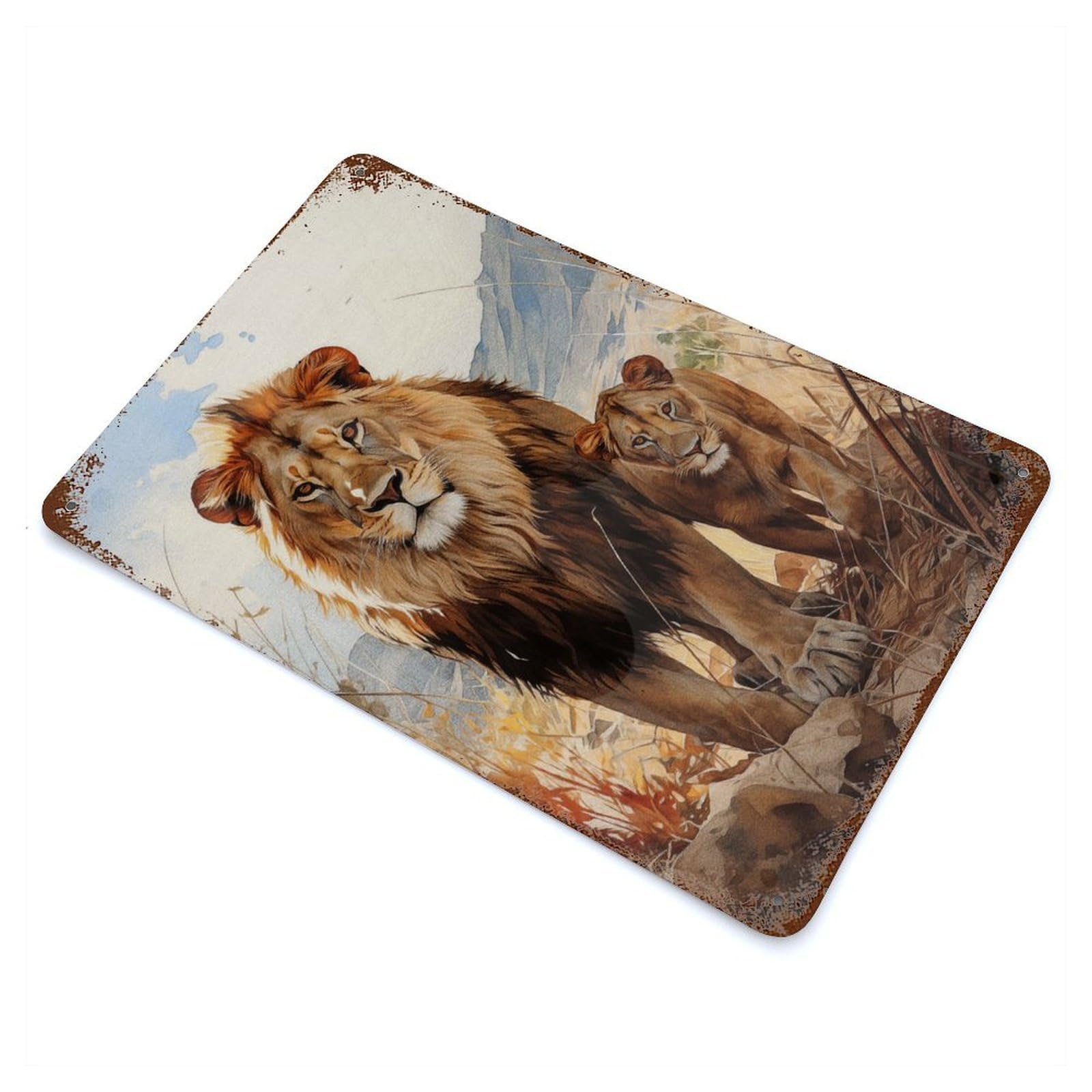 The Lion Dynasty Vintage Rust Metal Sign 11.8"x7.9", Classic Wall Plaque for Basement, Hobby Room And Garage Decor