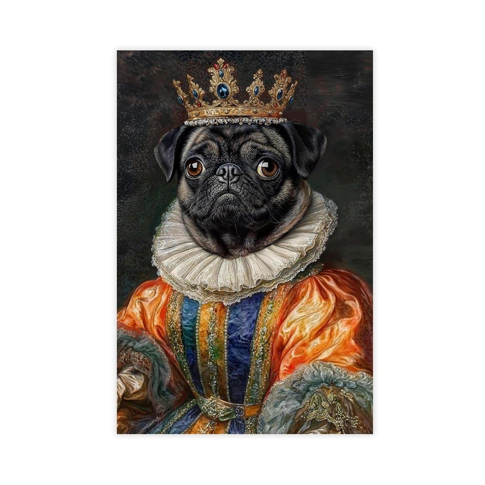 Oahfdf Pug Vintage Animal Canvas Poster Bedroom Decor Landscape Office Room Decor Gift 12X18inch(30X45cm)