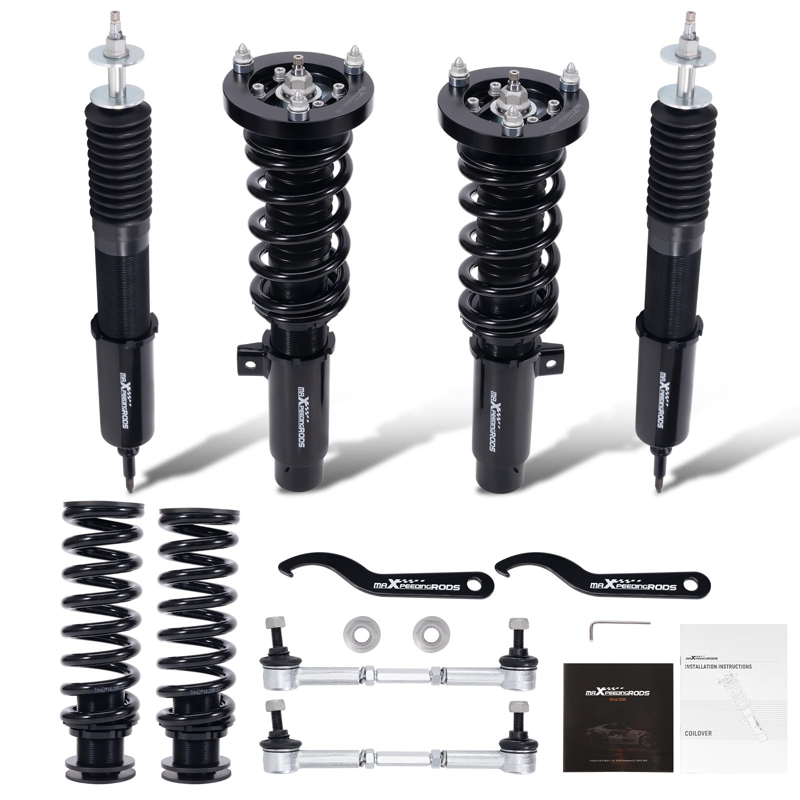 maXpeedingrods Suspension filetée Coilover pour BMW E90 E91 E92 E93 Série 3 316i-335i 2004-2013 24 vitesses avec Camber