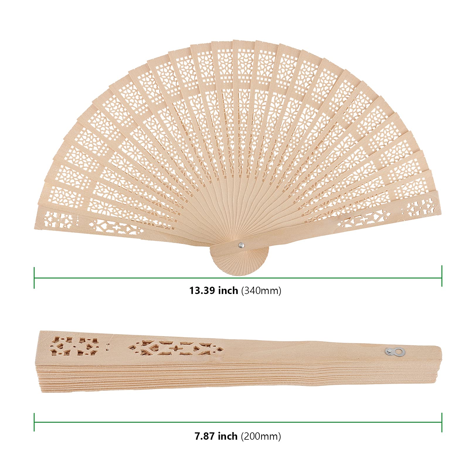 HAKZEON Set of 60 Sandalwood Fan, 8 Inch Folding Wooden Hand Fans, Hand Held Chinese Sandalwood Fan for Wedding, Home Decoration, Birthday, Fiesta