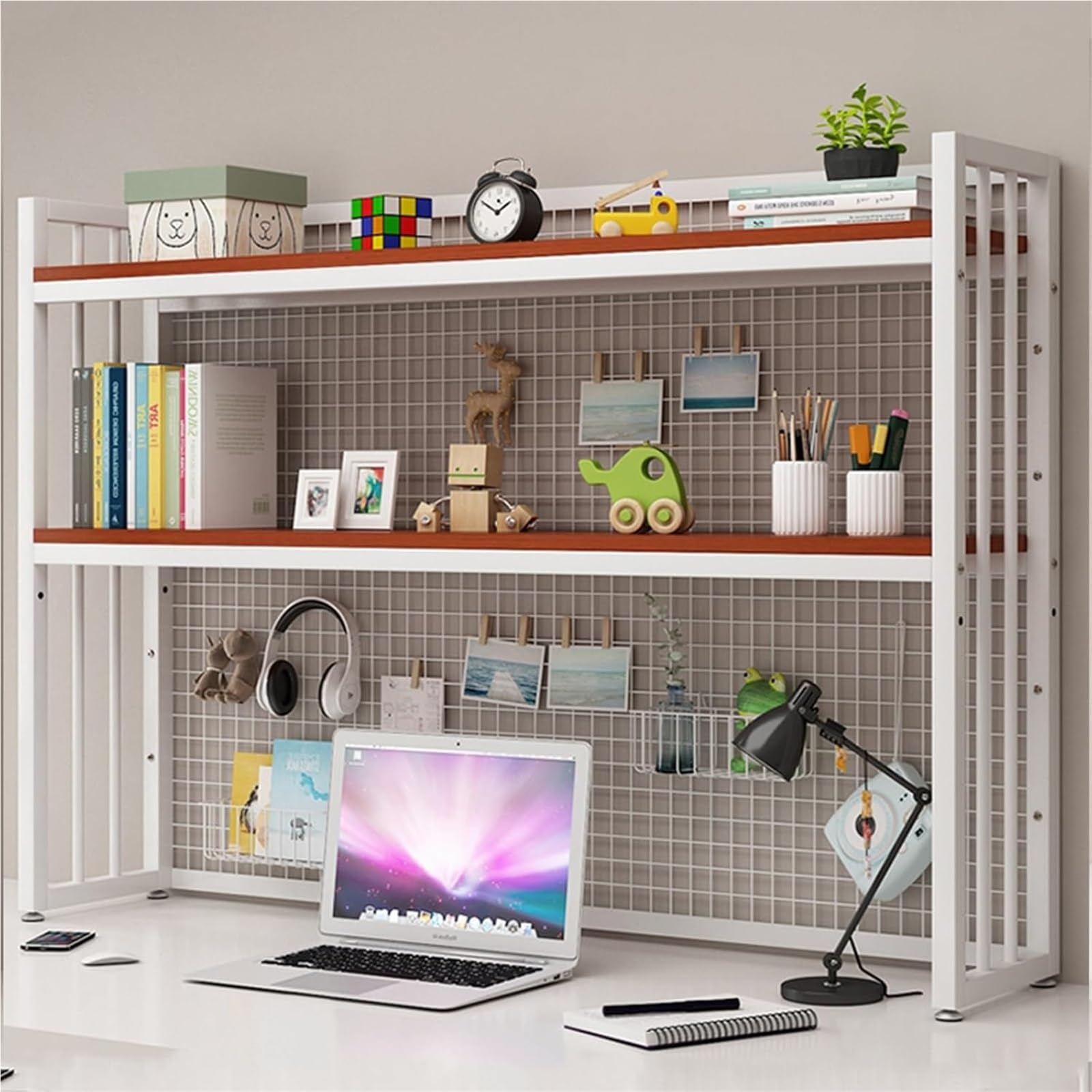 Amazon.co.jp: ブックシェルフ レッドウッド 2段デスクシェルフ