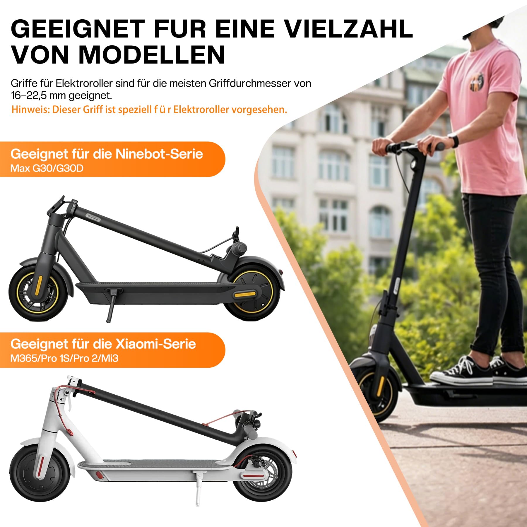 Intermitentes para Patinete Eléctrico con Luz en el Manillar, Compatible con Manillares de 16 a 22.5 mm, Luces de Advertencia para Xiaomi M365/ Ninebot MAX G30/ G30D, Accesorios para Patinete