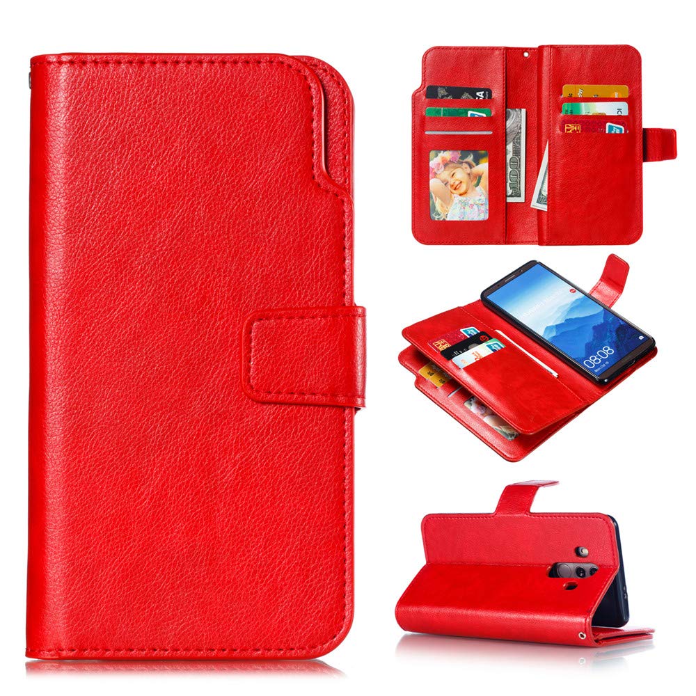 Abtory Phone Case for Huawei Mate 10 Pro, Huawei Mate 10 Pro Wallet Case Flip PU Leather Credit Card Holder Cash Pockets with Stand Protective Case for Women for Huawei Mate 10 Pro Red