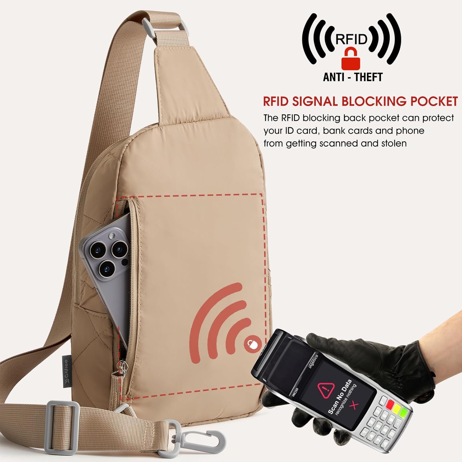 G4Free Sling Bag for Women, Casual Quilted Puffer Crossbody Purse Lightweight Fanny Packs for Daily Travel Work - Image 6