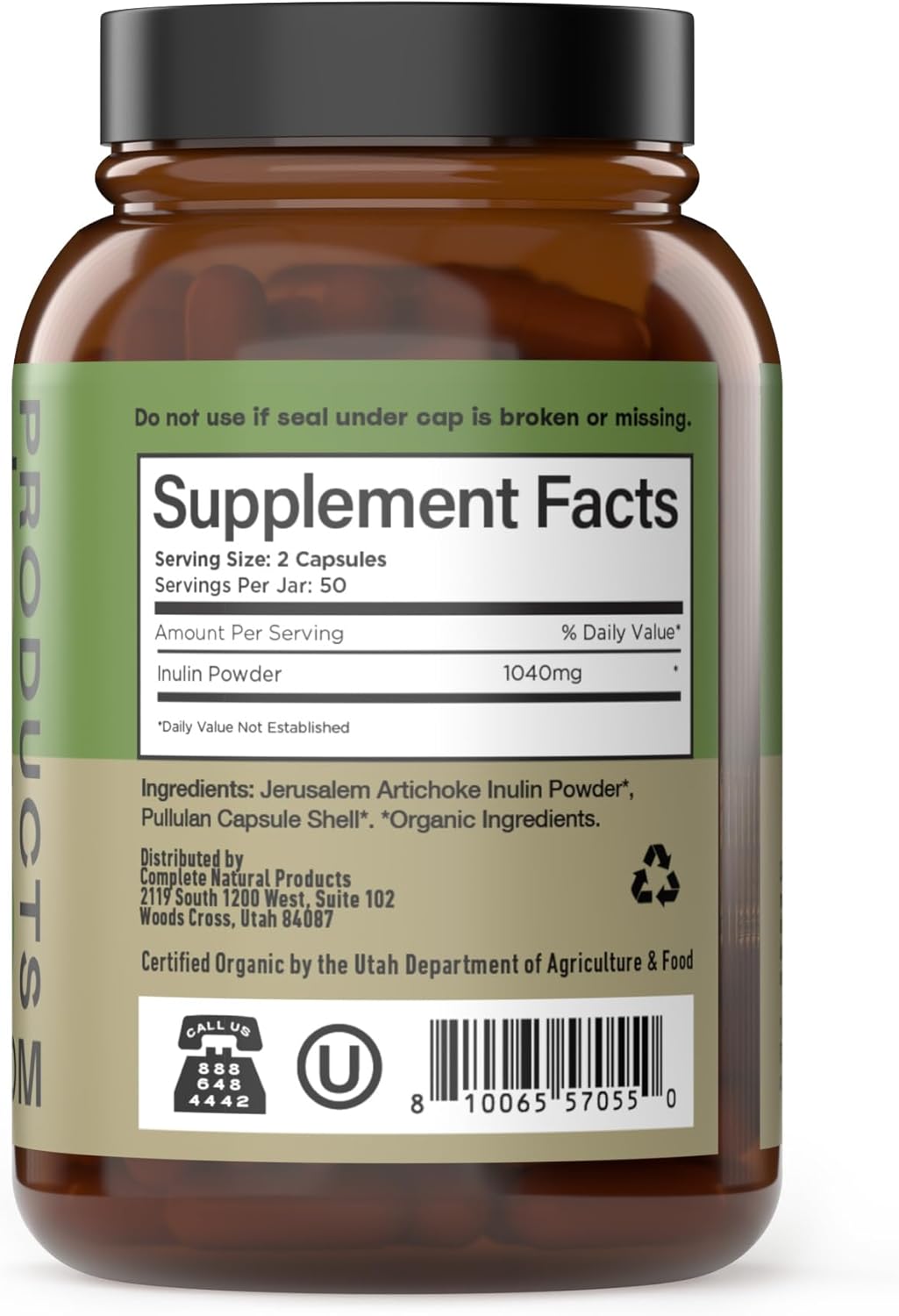 Organic Inulin Capsules 520mg - Organic Inulin Powder Fiber from Jerusalem Artichoke, Prebiotic Fiber Support for Gut Digestion, Clean Plant Based Formula, Vegan Non GMO, 100 Capsules Made in USA - Image 3