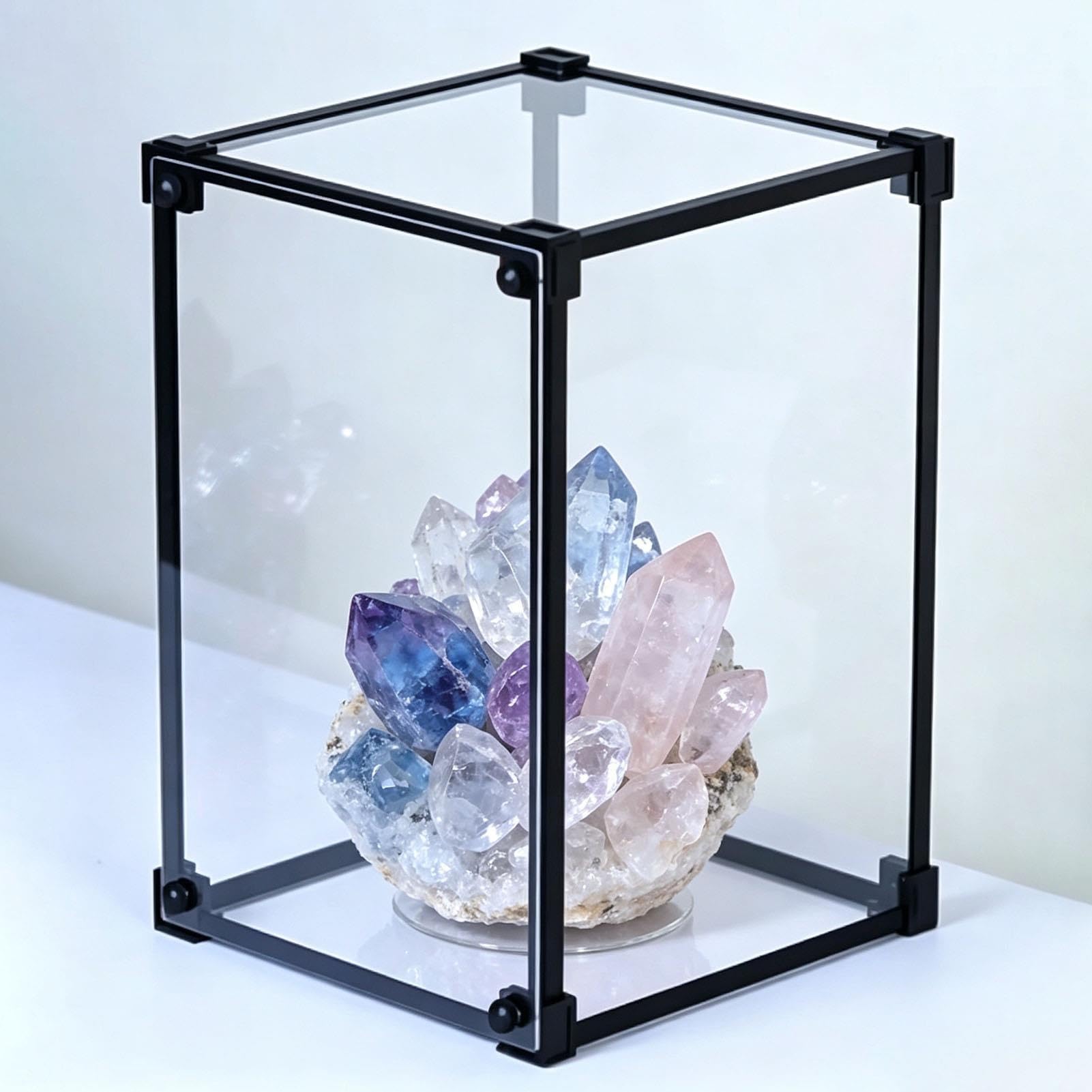 Vitrine Acrylique Boîte D'exposition en Acrylique avec Cadre pour Cristal