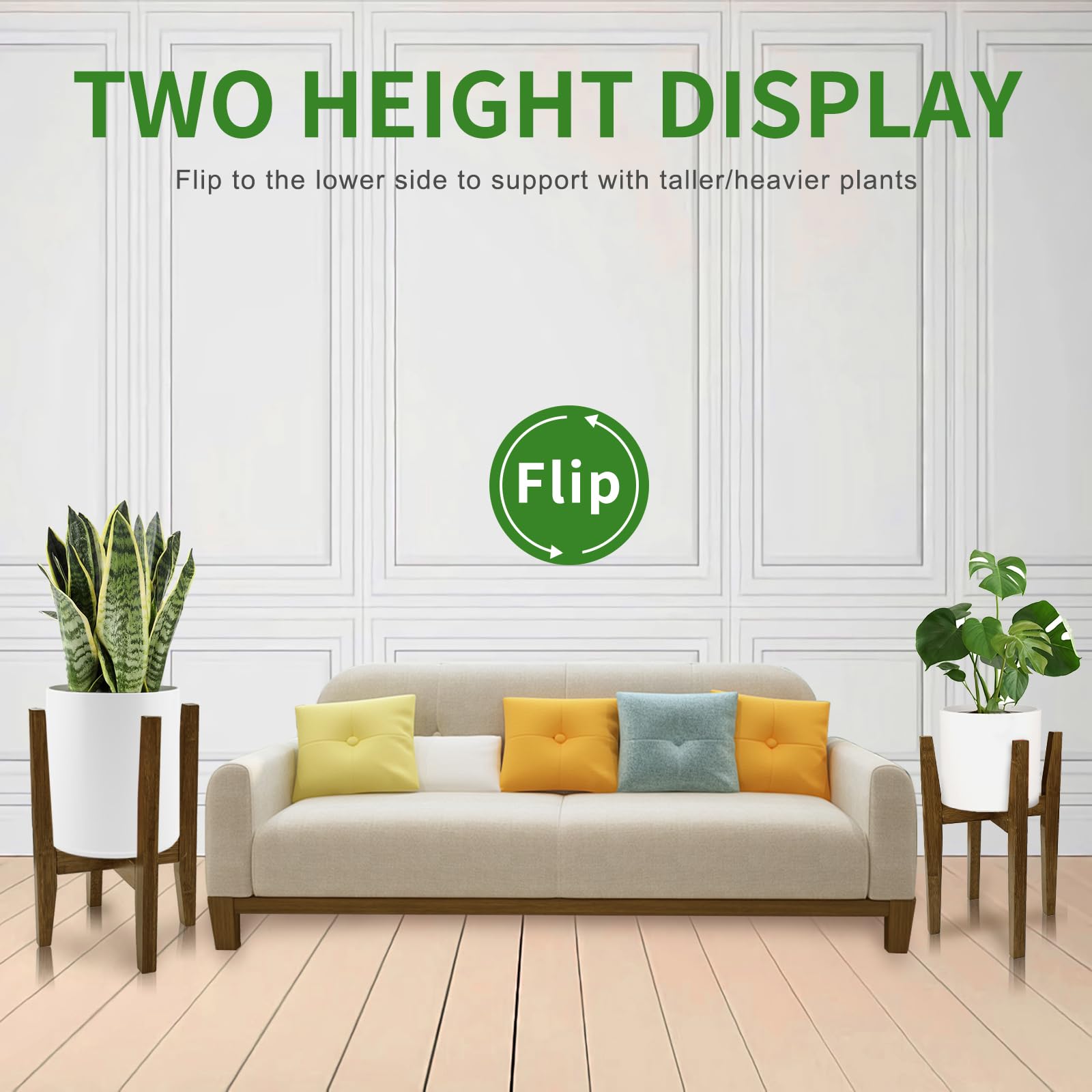 Soporte para plantas de interior, soporte ajustable de bambú para plantas, estante moderno para macetas, estante para plantas, se adapta a macetas de 8 a 12 pulgadas (maceta y planta no incluidas) 2