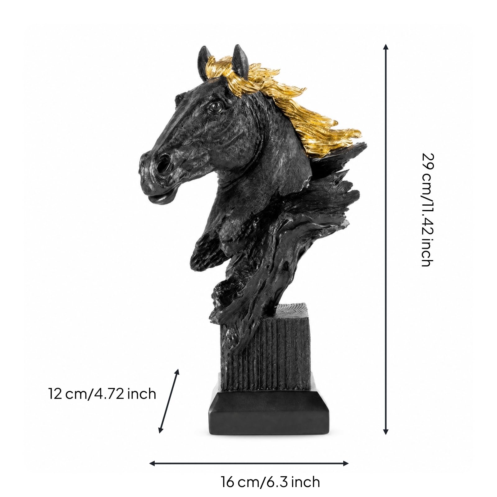 Figura corativa Caballo con Diseño Artístico y Base Estable Resina Sintética para Estante Escritorio Repisa Acuado para Amantes Animales Coleccionistas