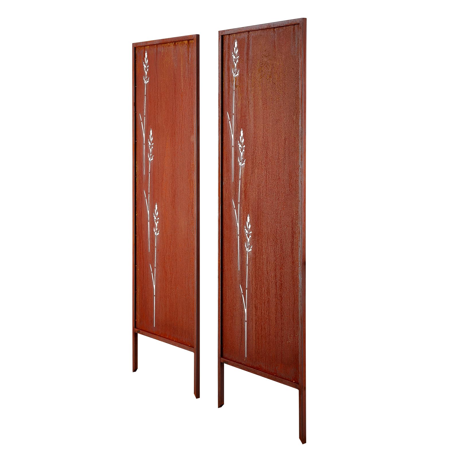 VEVOR Panneau Brise Vue Extérieur Métal 50x160 cm Paravent Extérieur Décoratif Autoportant, Écran d'Intimité, Séparation de Jardin, Acier au Carbone, Piquets de Sol, Motifs Naturels Ajourés, Lot de 4