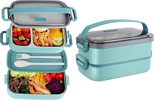 Miniatura 10 de Caja Bento de acero inoxidable para adultos y niños, lonchera japonesa a prueba de fugas, recipientes divididos para alimentos y comidas, juego
