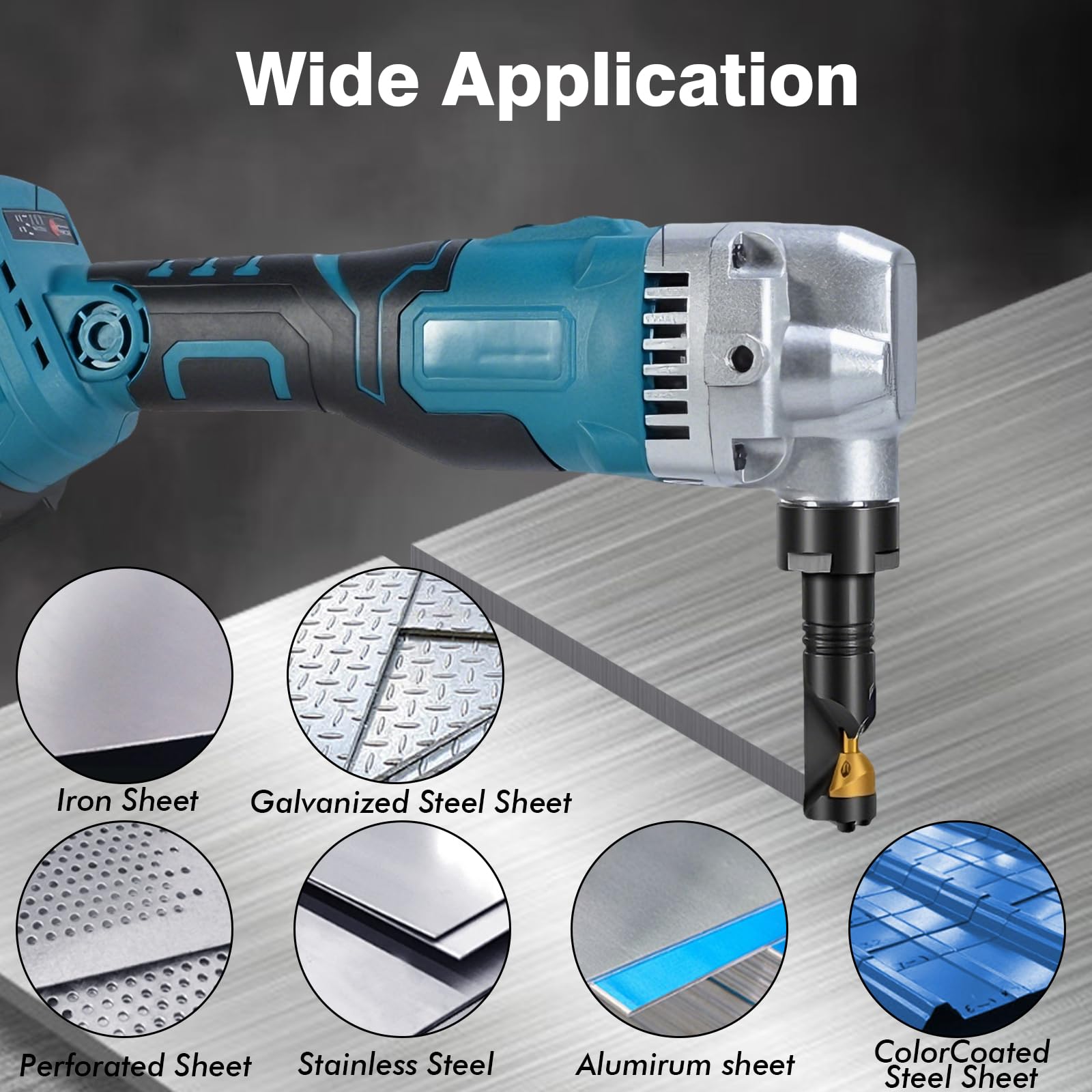 Makita Compatible Grignoteuse Électrique Sans Fil 950W 18V 3.5m/min 1900 SPM Tête Rotative 360° 3 Vitesses