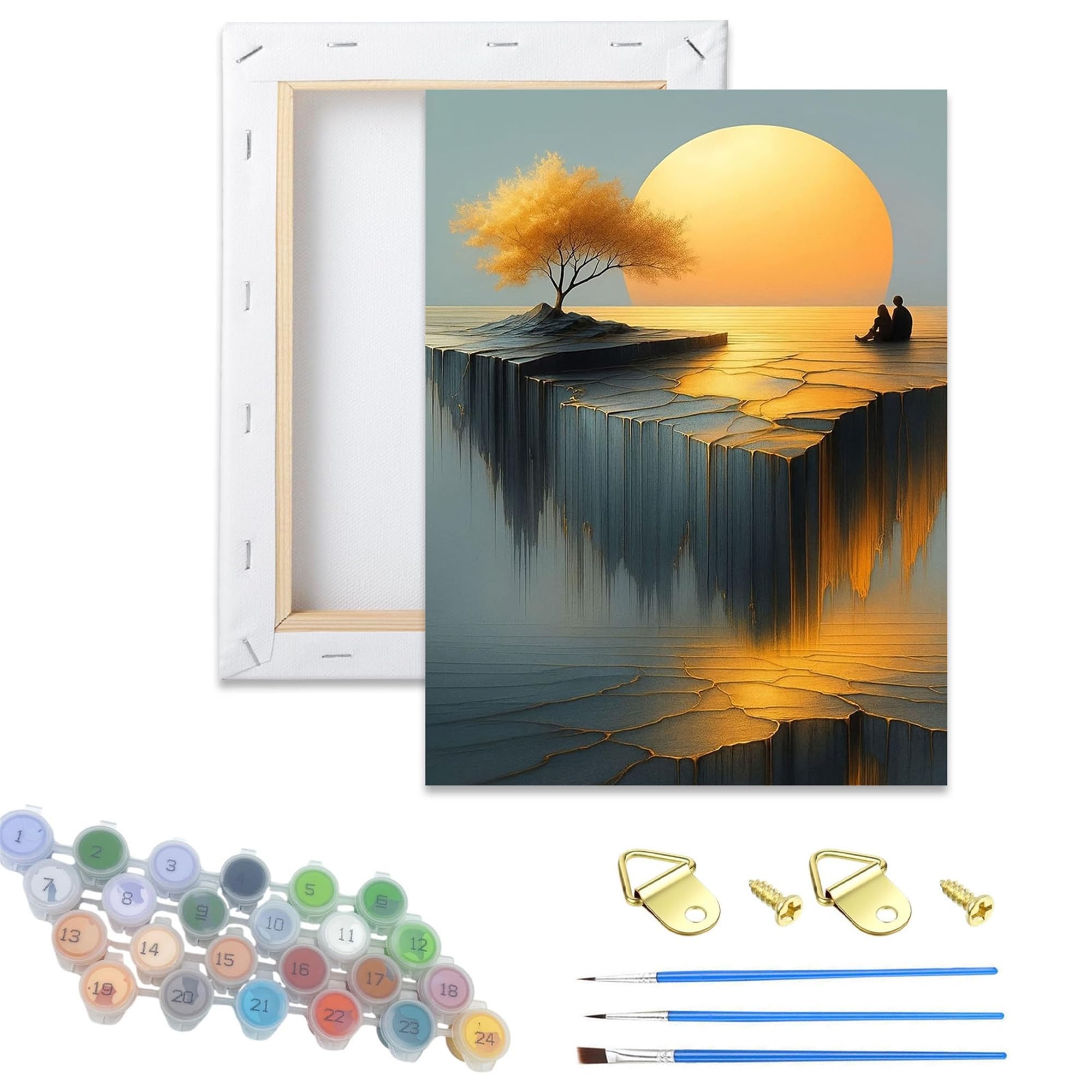 Xiangxujia Sunset Wooden Framed Paint By Numbers Kits For Adults,Diy Painting Kit On Canvas, Color By Numbers,Adult Paint By Number For Wall Decor And Gifts (Sunset)